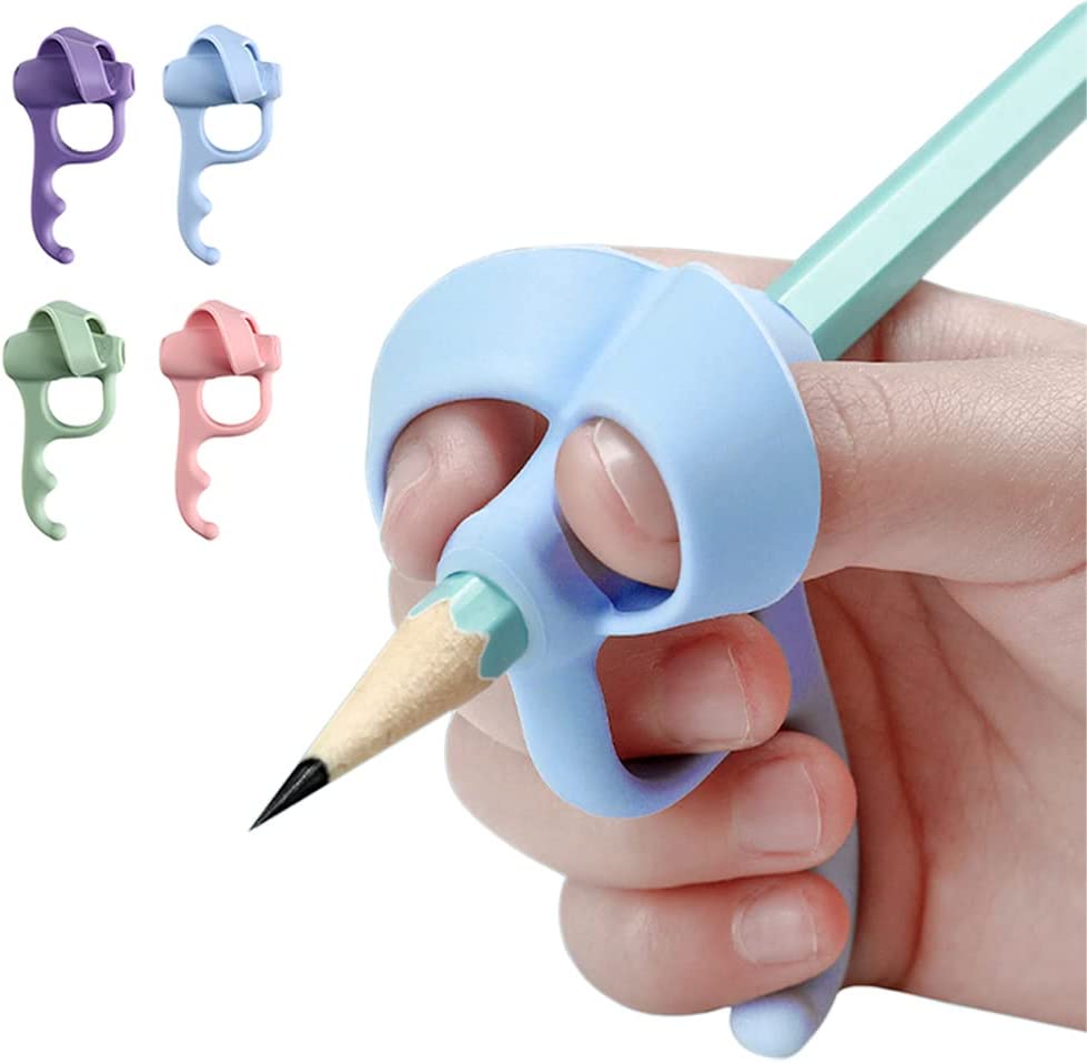 4 Pieces Pencil Grips Trainer for Both Left-Handed and Right-Handed, Kids Handwriting Aid Correction Tool for Preschool Homeschool Kindergarten Classroom