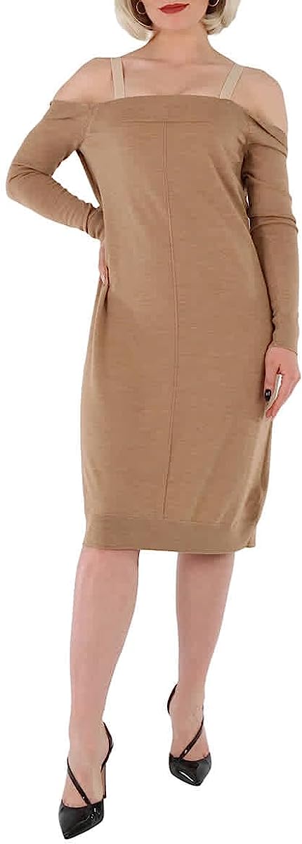 BURBERRY Ladies Biscuit Bra-Detail Long Sleeve Wool Dress, Brand Size 14 (US Size 12)