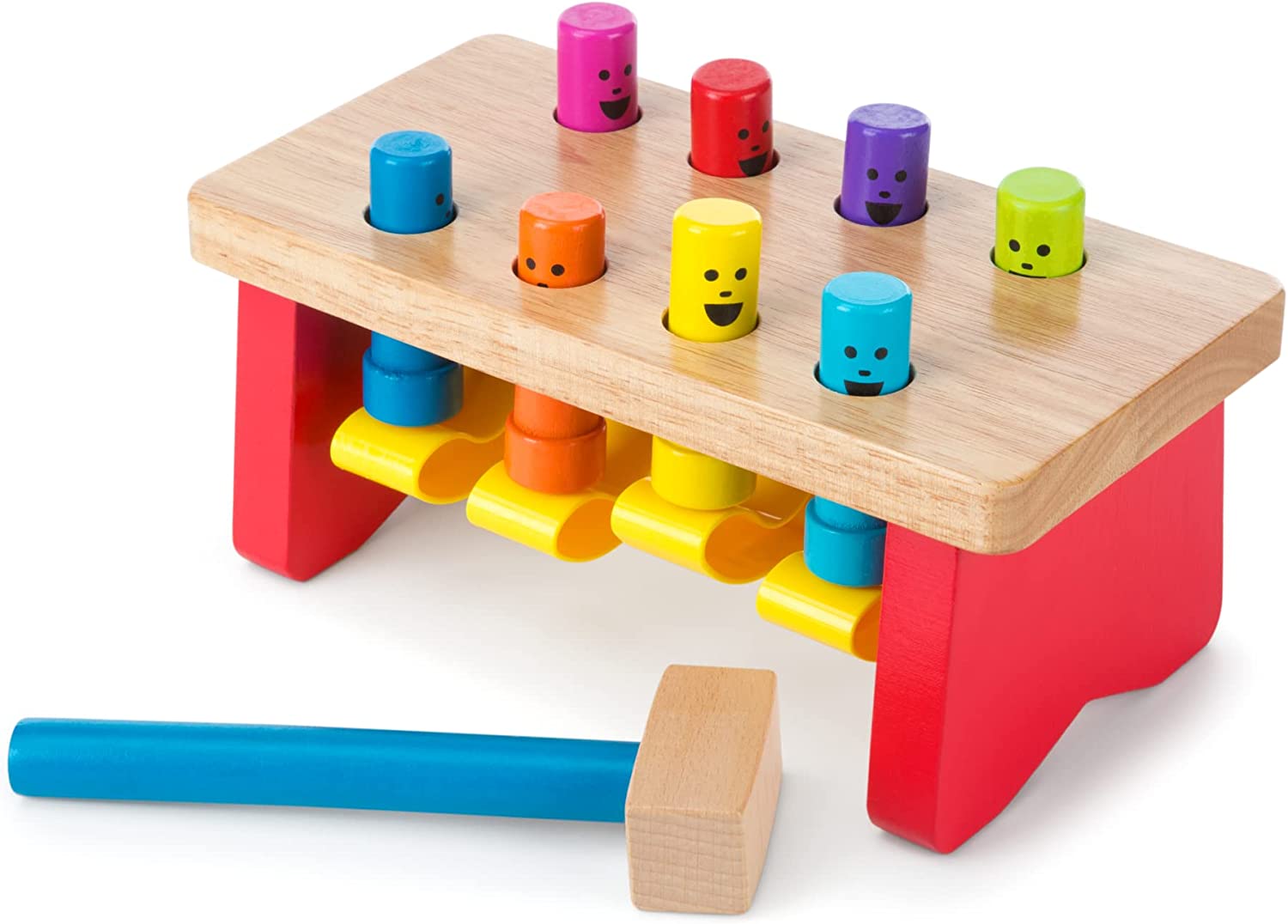 Melissa & Doug Deluxe Pounding Bench Wooden Toy With Mallet - STEAM Toddler Toy