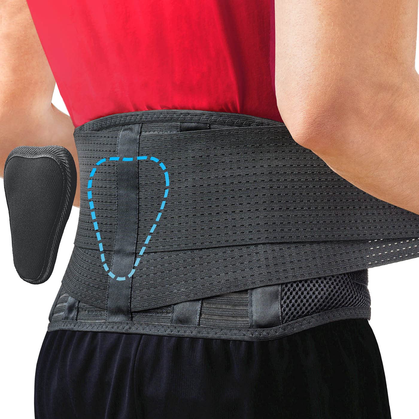 Sparthos Back Brace Immediate Relief from Back Pain, Herniated Disc, Sciatica, Scoliosis and more! - Breathable Mesh Design with Lumbar Pad- Adjustable Support Straps- Lower Back Belt- Size Large