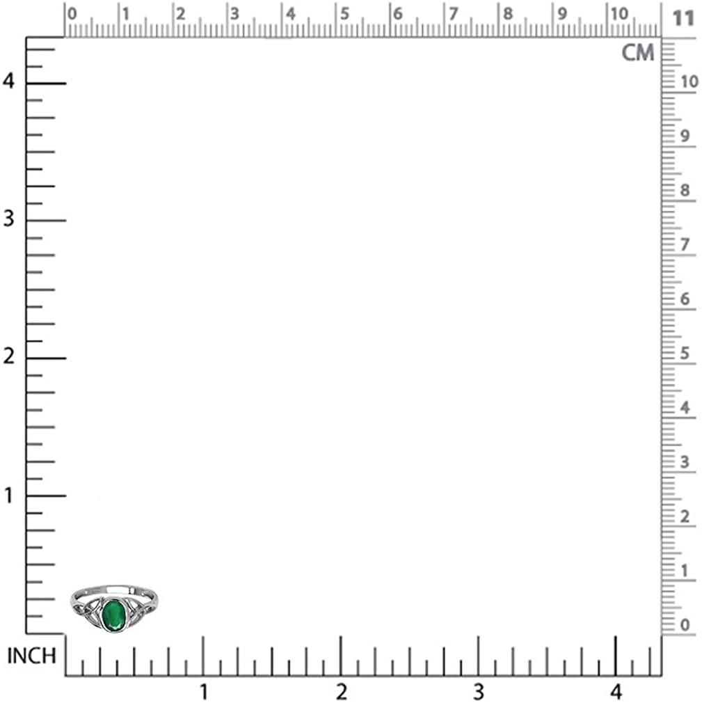 Silvershake 7x5MM Oval Shape Birthstone Gemstone 925 Sterling Silver Triquetra Celtic Trinity Knot Ring