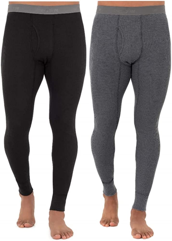 Fruit of the Loom Men's Recycled Premium Waffle Thermal Underwear Long Johns Bottom (1, 2, 3, and 4 Packs)