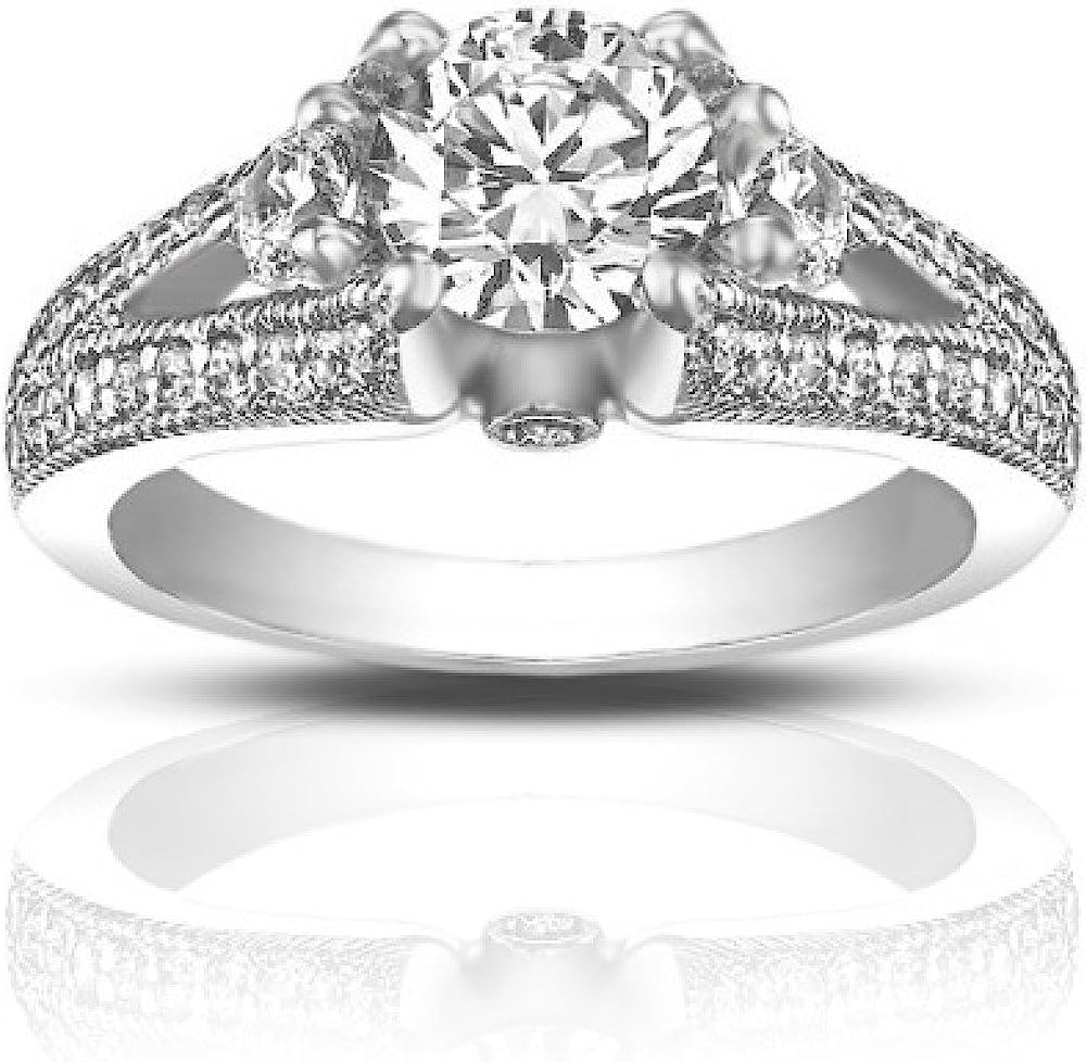 Madina Jewelry 1.49 ct Vintage Style Round Cut Diamond Engagement Ring in Platinum