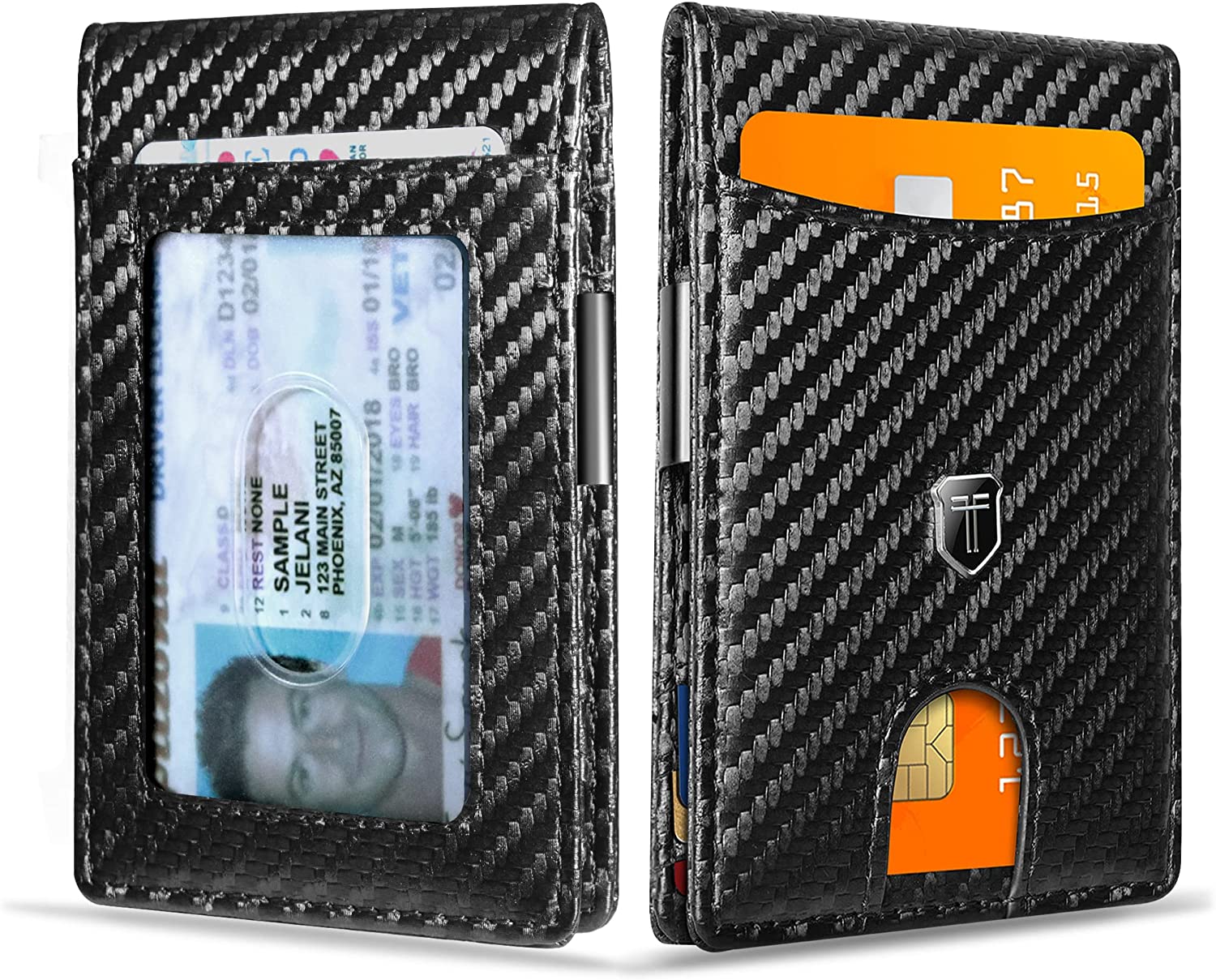 Toughergun Slim Wallet for Men Wallet with Money Clip Rfid Minimalist Wallet with ID Window Quick Card Front Pocket Wallets for Men