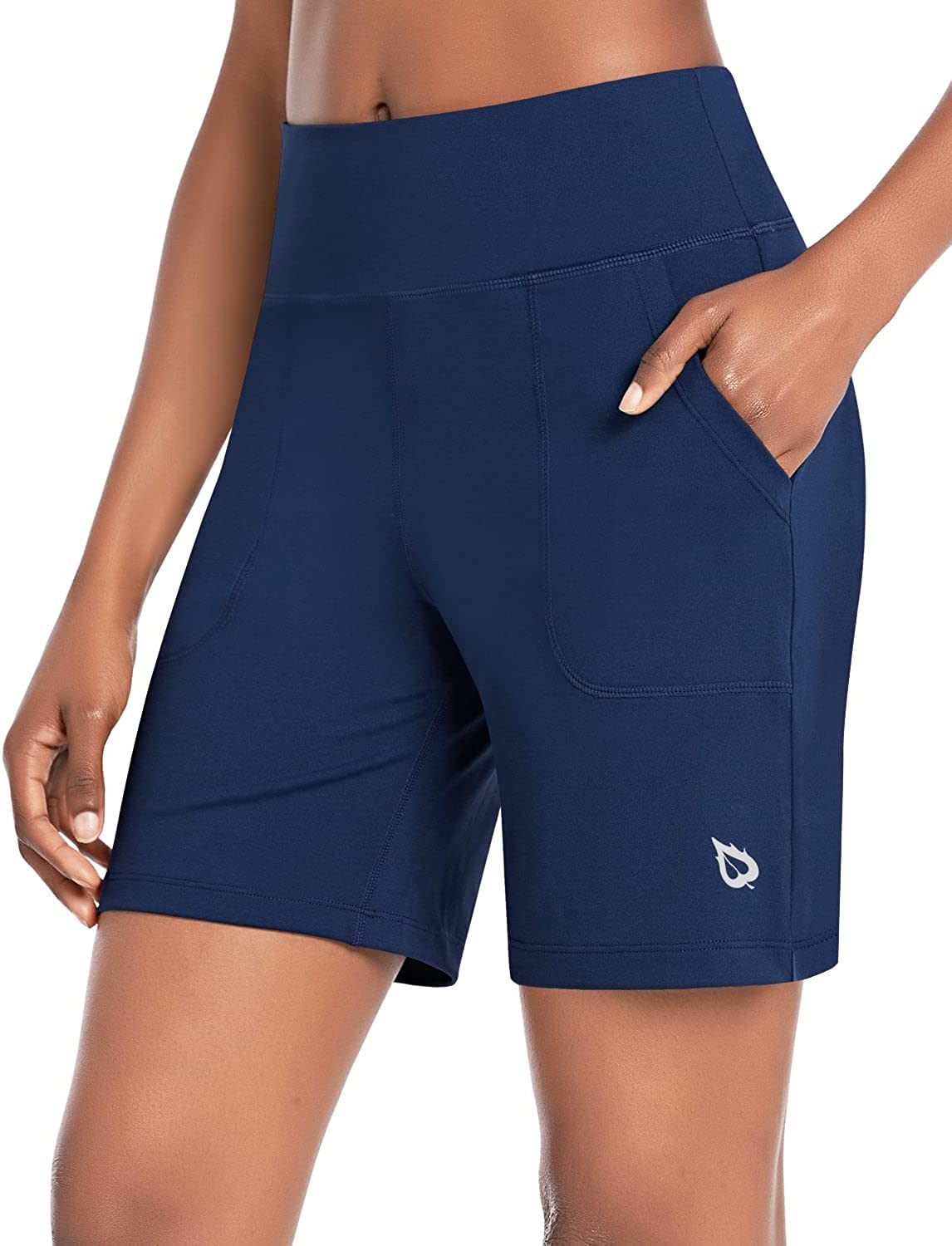 BALEAF Women's 7" Athletic Long Shorts High Waisted Running Bermuda Shorts with Pockets