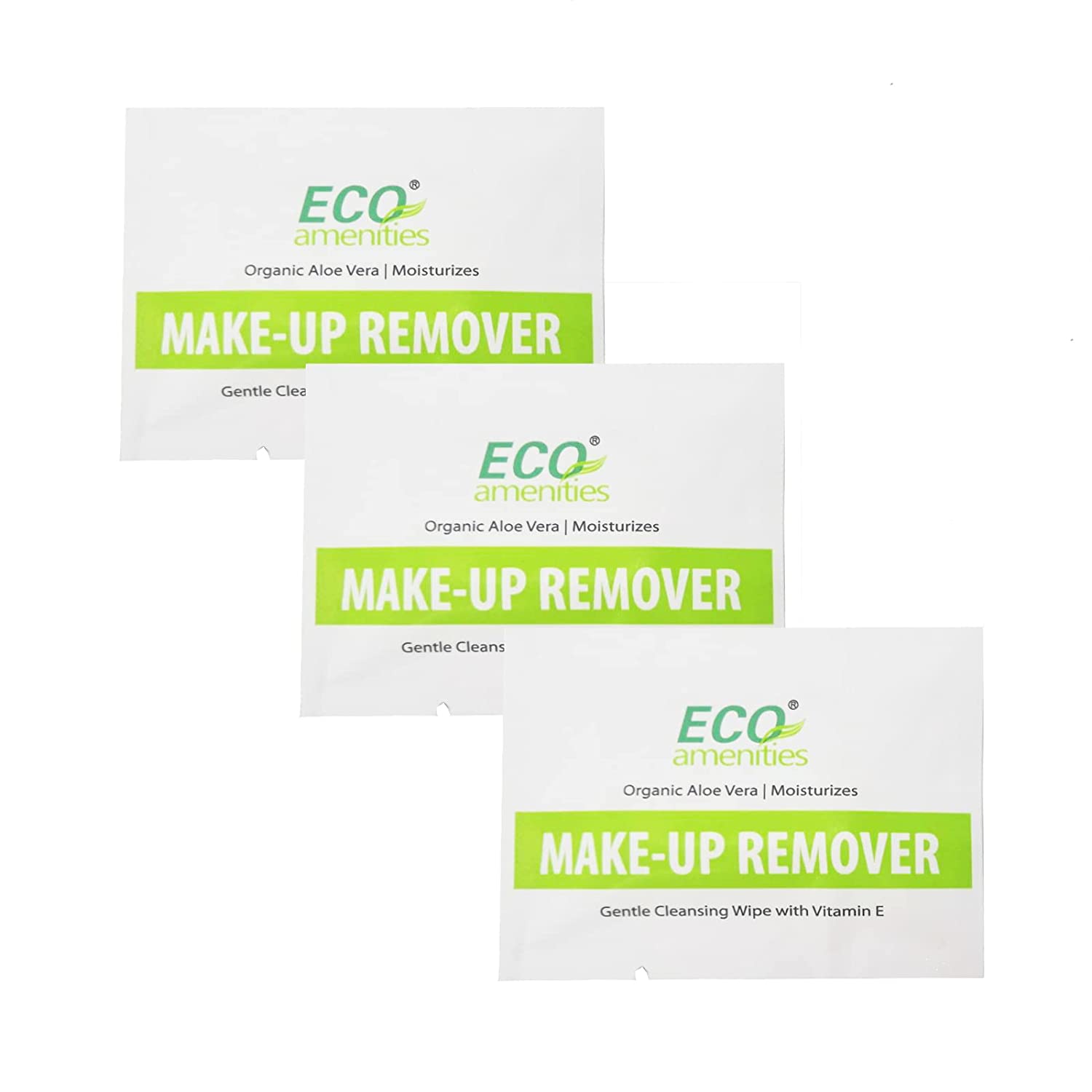 ECO Amenities 20 Count Makeup Remover Wipes with Aloe Vera and Vitamin E Individually Wrapped Facial Towelettes Skin Cleansing Wipes