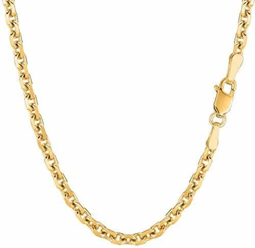 14k SOLID Yellow Gold 0.8MM-4.00MM Thick Shiny Diamond Cut Cable Link Chain Necklace for Pendants Charms with Lobster-Claw Clasp, REAL Gold Women’s Men's Jewelry (13" 16" 17" 18" 20" 22" 24" 30” inch)