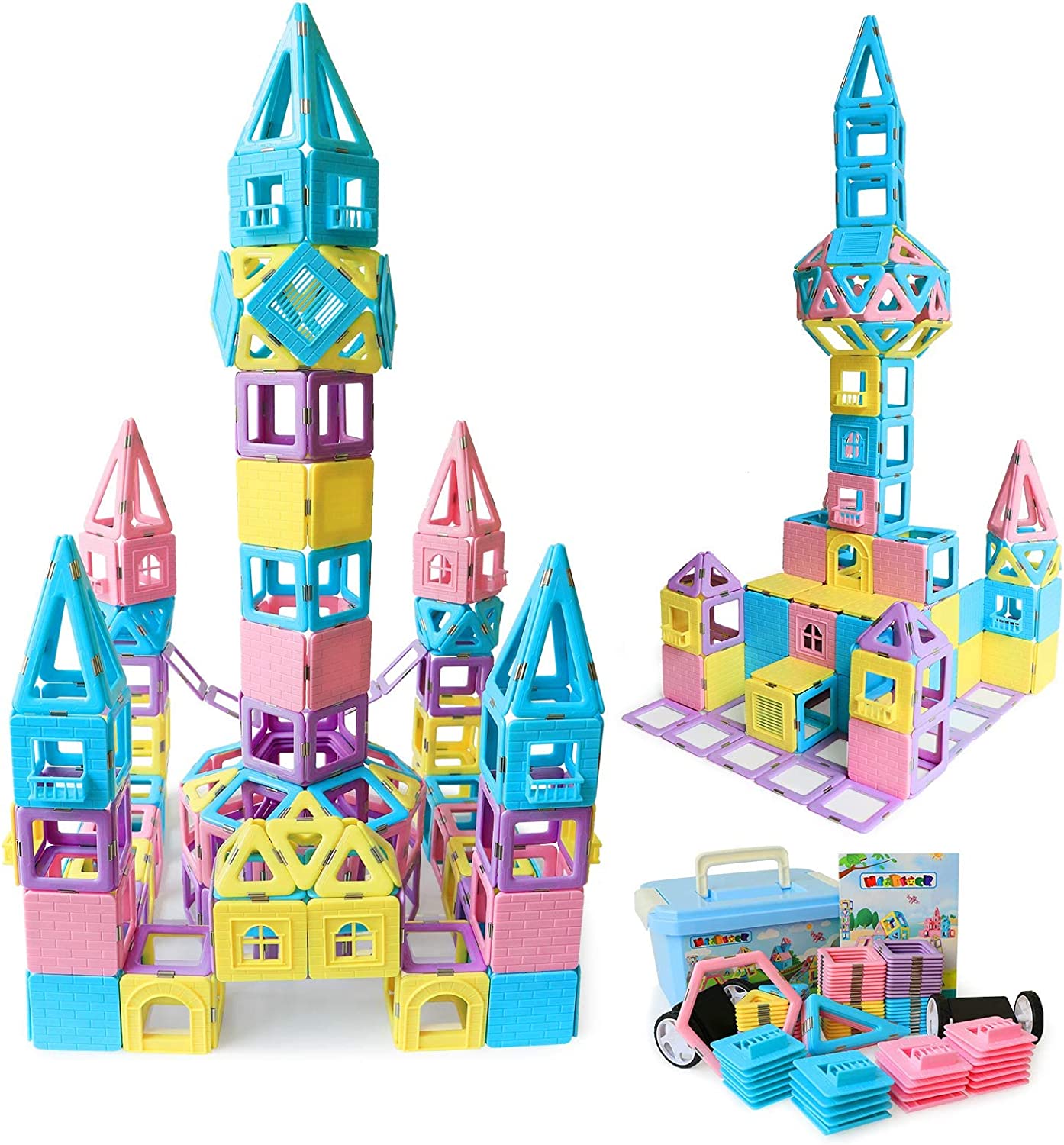 MAGBLOCK Magnetic Building Blocks STEM Educational Toys Tiles Set for Boys & Girls Magnet Stacking Block Sets for Kid's Basic Skills Learning & Development Toys-Great Gifts 103PCS