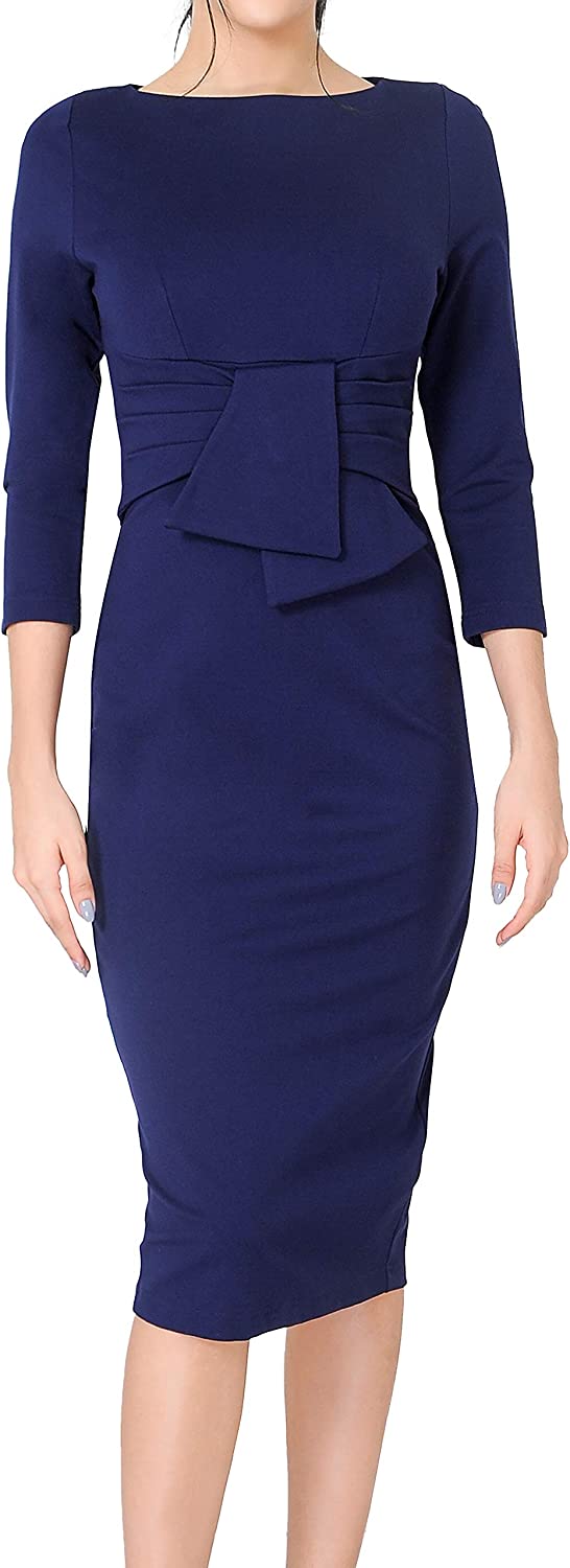 Marycrafts Women's Work Office Business Square Neck Sheath Midi Dress