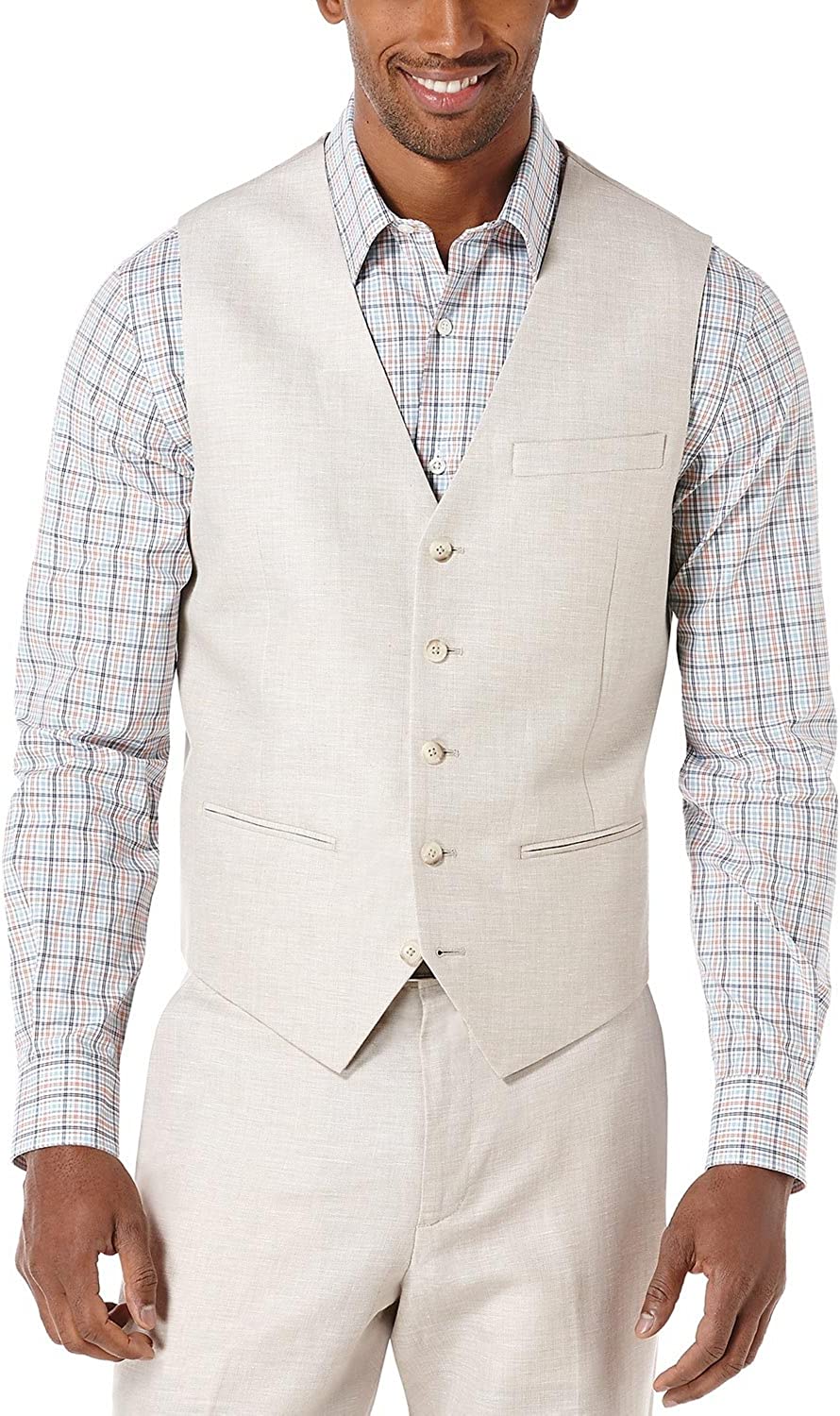 Perry Ellis Men's Linen Suit Vest