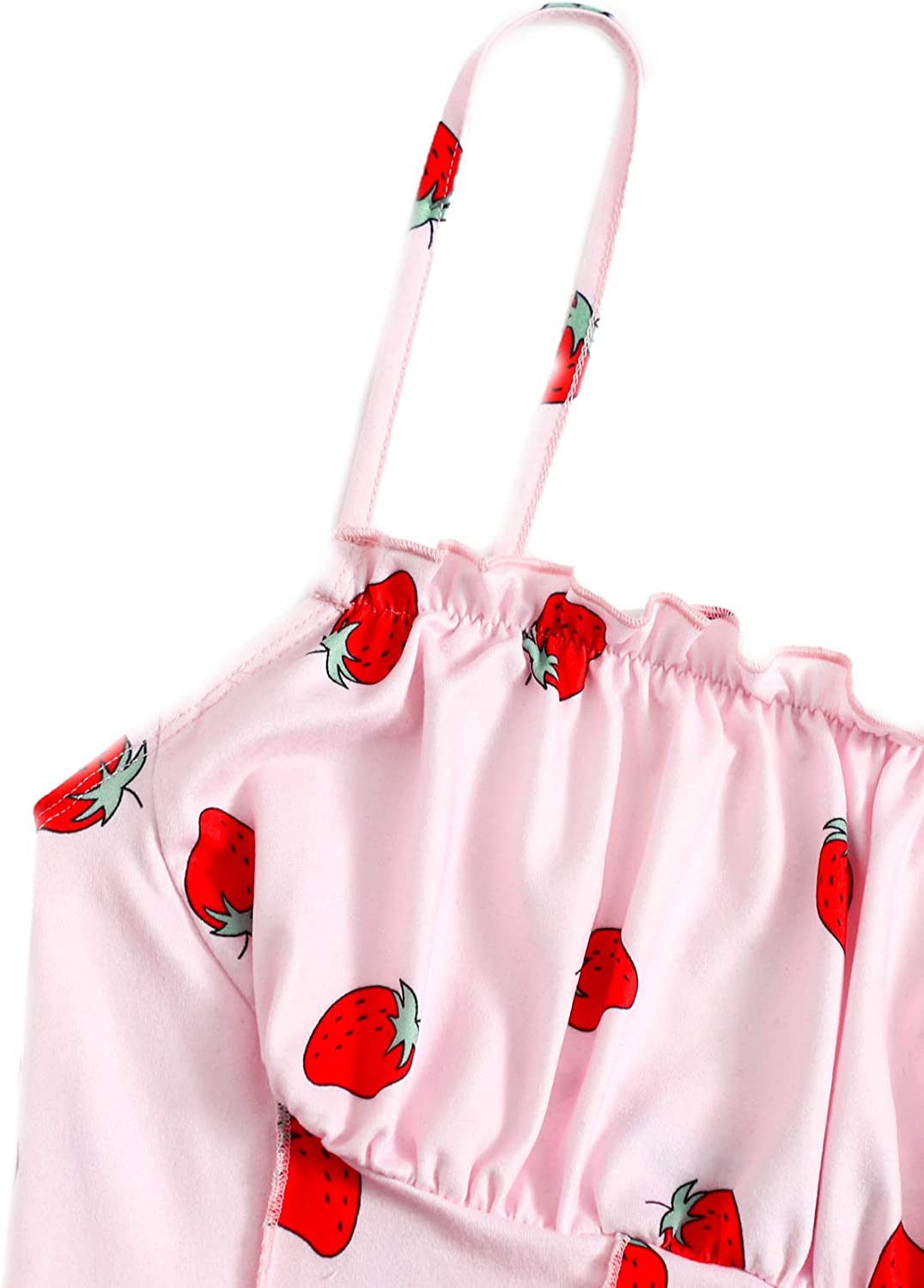 SweatyRocks Women's Ruched Frill Trim Spaghetti Strap Crop Cami Tank Tops Camisole