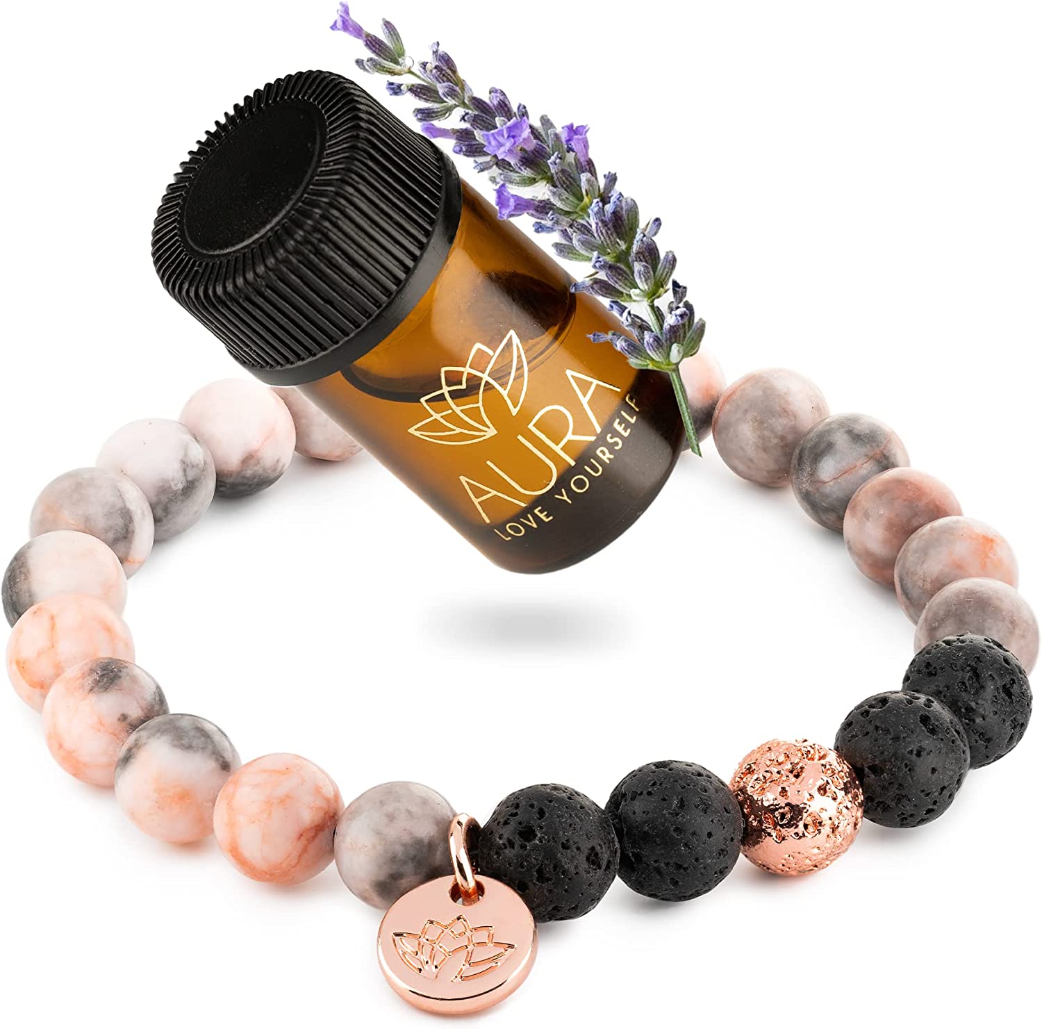 Relaxation Gifts for Women Birthday Gifts for Women Yoga Beads bracelet with Lavender Essential Oil Calming Aromatherapy Diffuser Stone Beaded Bracelets Self Care Healing Stress Relief Gift for MOM