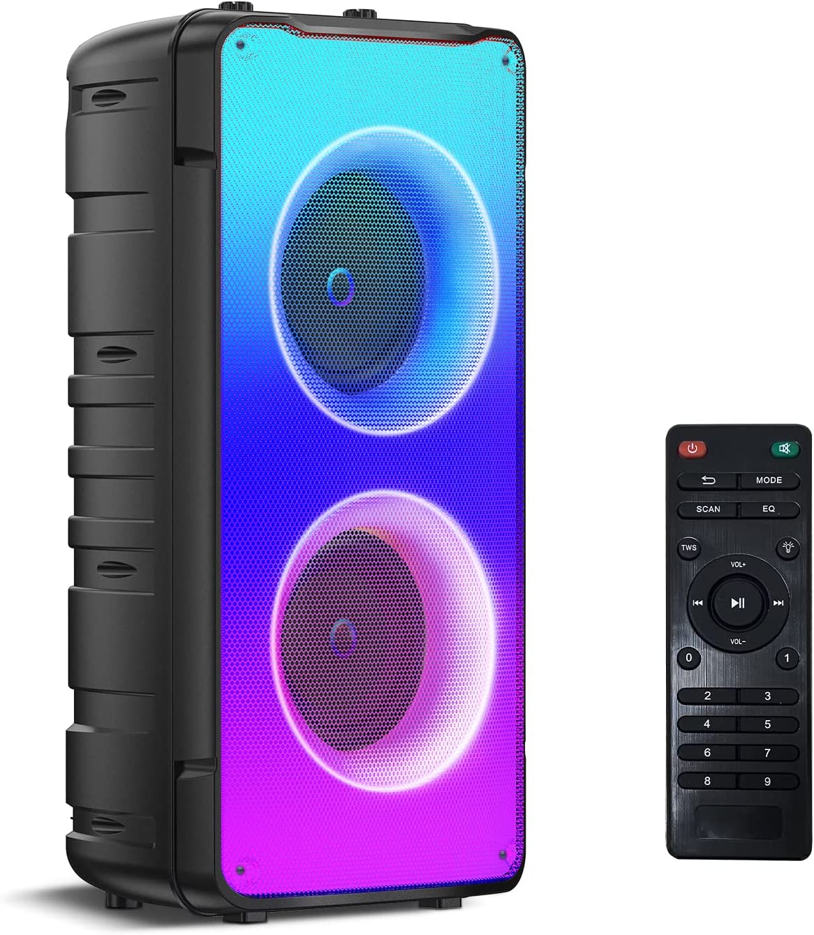 Bluetooth Speakers, 60W(80W Peak) Portable Loud Wireless Stereo Speaker with Rich Bass, Bluetooth 5.0, FM Radio, Colorful Lights, TWS Pairing, 10000mAh Battery, Outdoor Speaker for Home Party Gifts