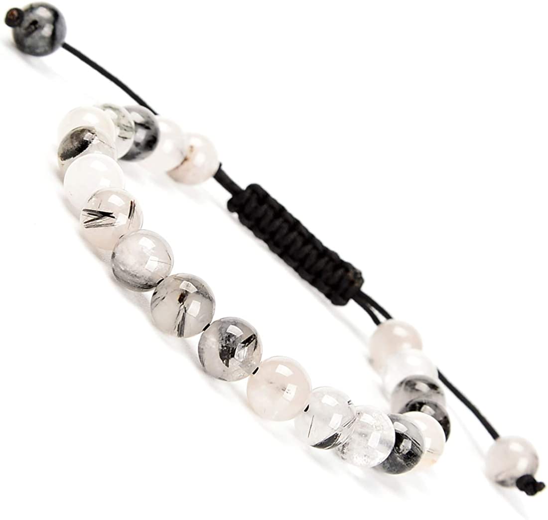 MASSIVE BEADS Natural Healing Power Gemstone Crystal Beads Unisex Adjustable Macrame Bracelets 8mm