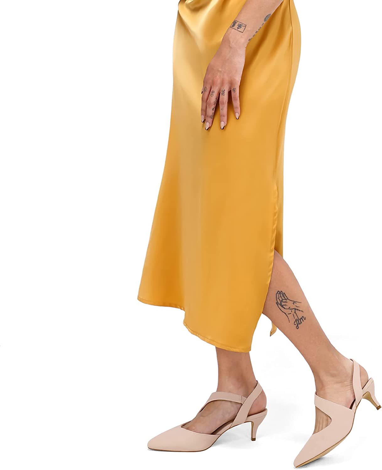 mysoft Women's Pumps 2 inch Low Heel Pointed Toe Slingback Wedding Party Dress Shoes