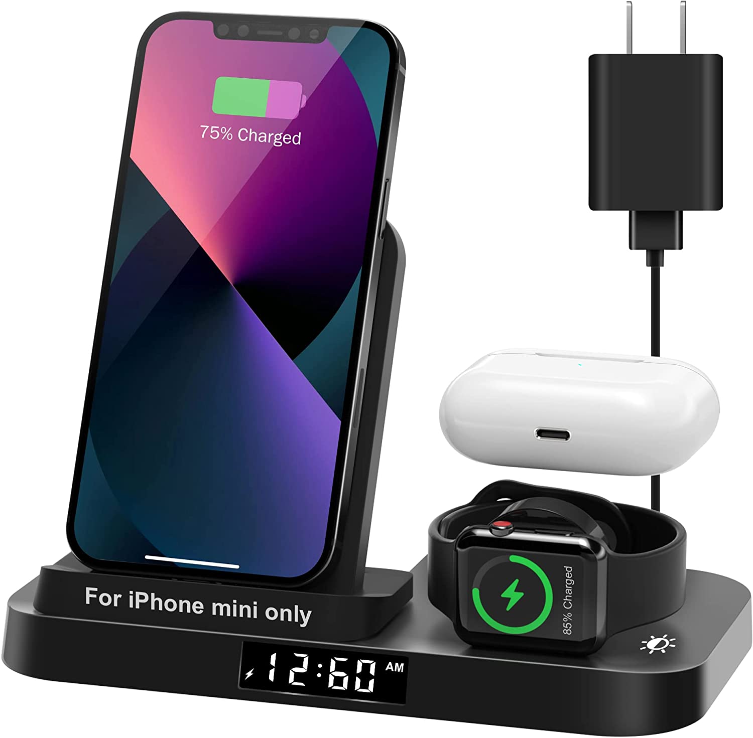 Wireless Charging Station, SLITINTO 3 in 1 Wireless Charger Stand for iPhone 14/13/12 Pro Max/XR/XS, Wireless Charging Dock Pad for Apple Watch 8/7/6/5/4/3/2/SE, AirPods 3/2/Pro