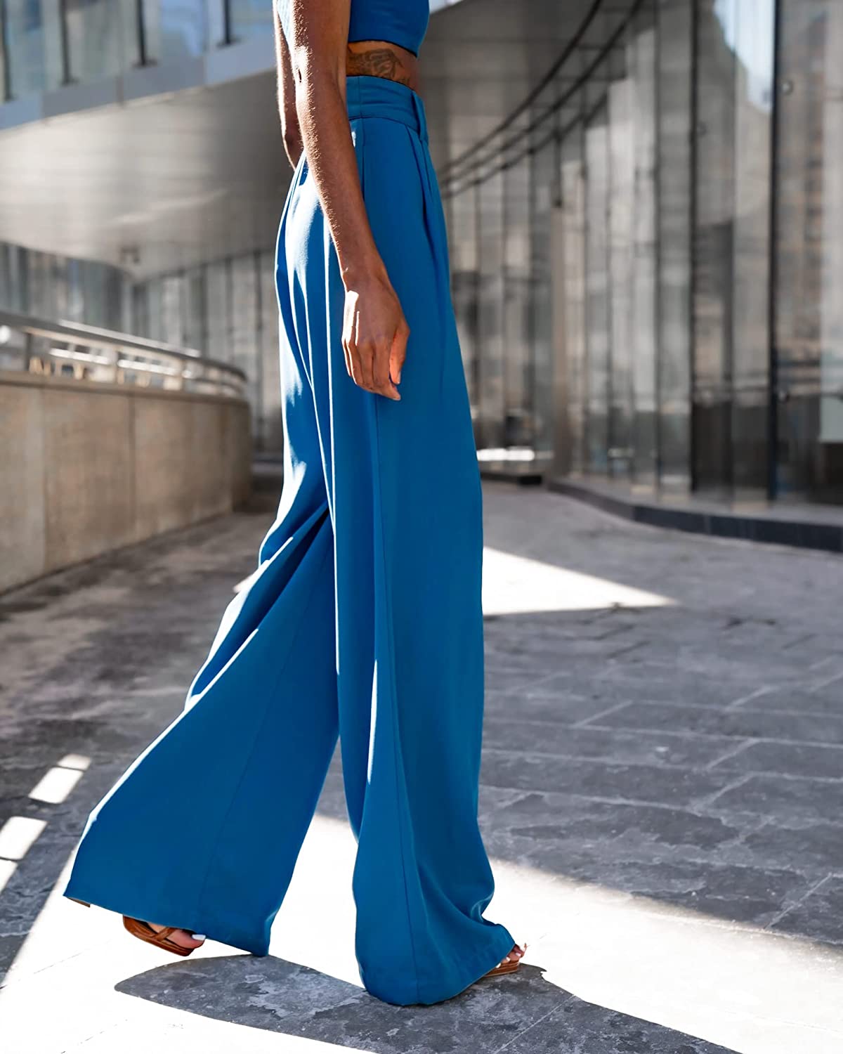 The Drop Women's Blue Sapphire High Waisted Pleated Pant by @signedblake
