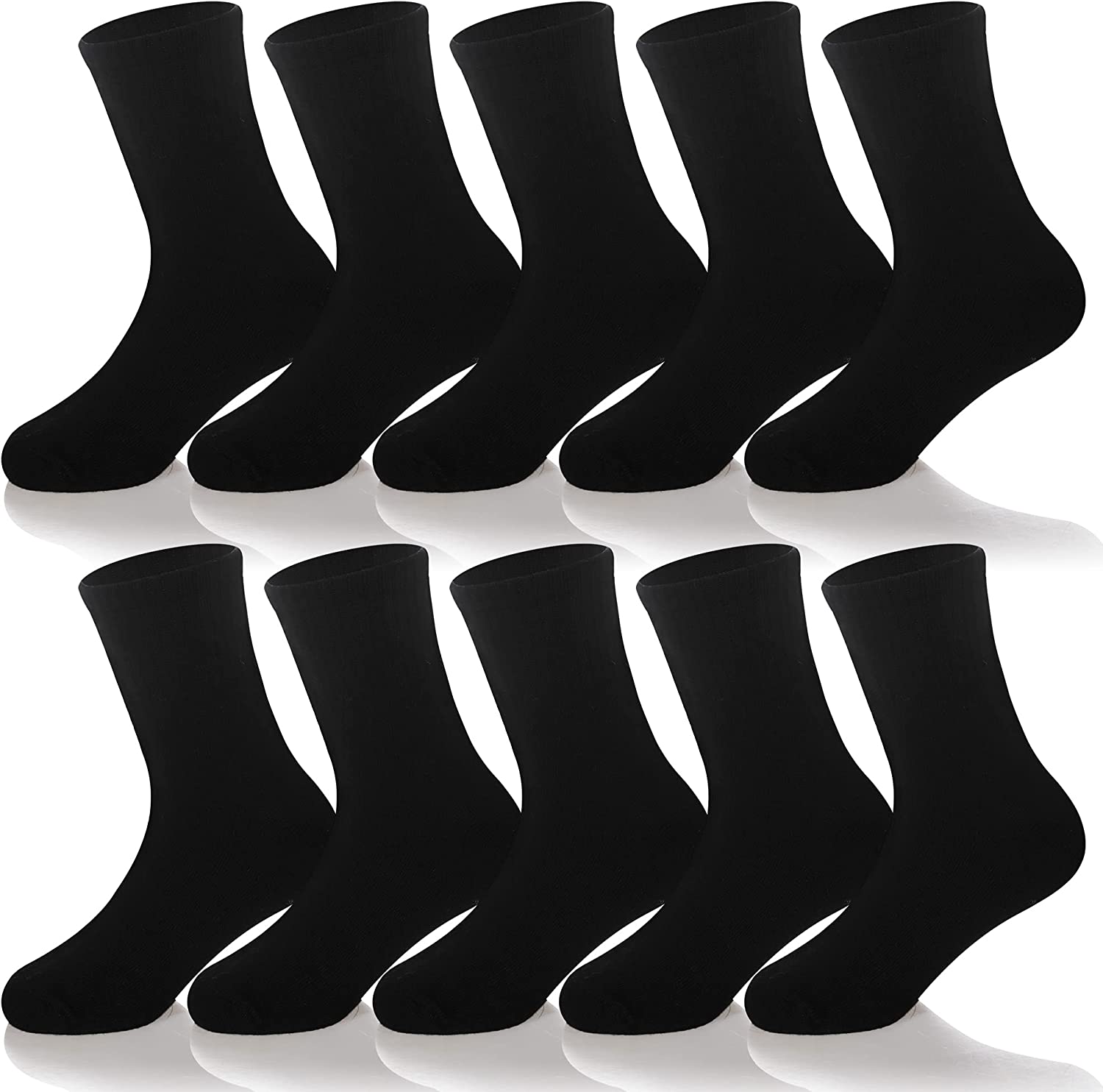 AMENLAN Kids Classics Crew Socks 10 Pairs Child Boy Girls Athletic Cotton Basic School Uniform Breathable Casual Sports Socks