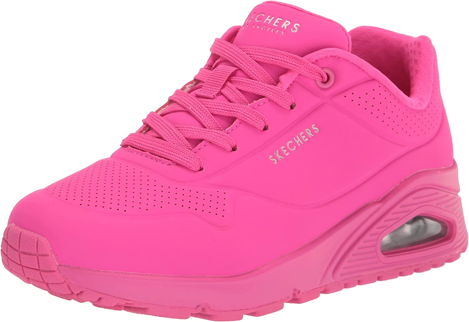 Skechers womens Skecher Street Women's Uno - Night Shades Sneaker, Pink Hot Pink Durabuck Htpk, 7 US