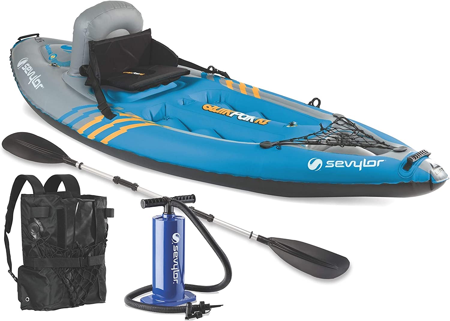 Sevylor Quikpak K1 1-Person Kayak Blue, 8'7" x 3'