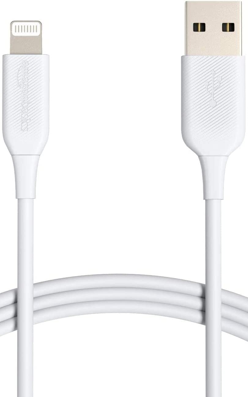 Amazon Basics ABS USB-A to Lightning Cable Cord, MFi Certified Charger for Apple iPhone 14 13 12 11 X Xs Pro, Pro Max, Plus, iPad, White, 6-Ft