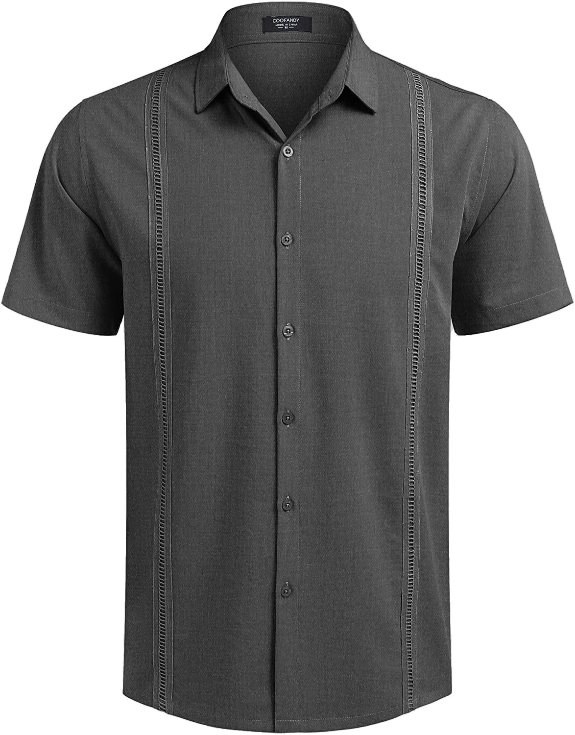 COOFANDY Mens Short Sleeve Cuban Guayabera Shirt Casual Summer Beach Button Down Shirts