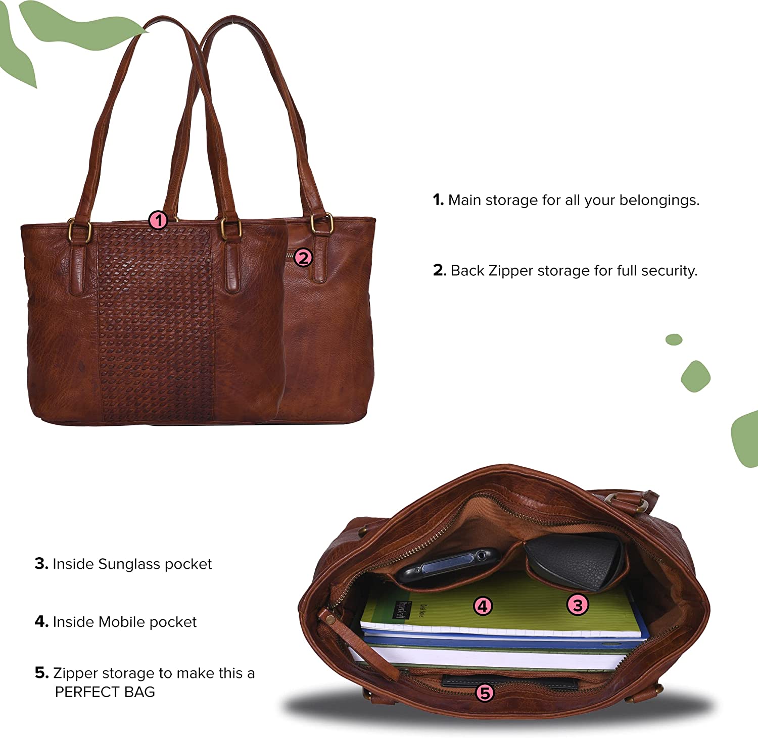 Real Leather Women's Tote Shoulder Bag - Top Handle Travel Ladies Purses Handbags Designer Vintage Purse for Women