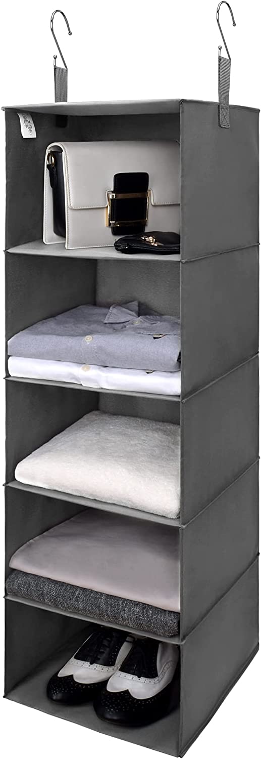 GRANNY SAYS 6-Shelf Hanging Closet Organizer, Closet Organizers and Storage, Foldable Hanging Shelves, Hanging Shelf Closet Organizer for Living Room, Dark Gray, 1-Pack