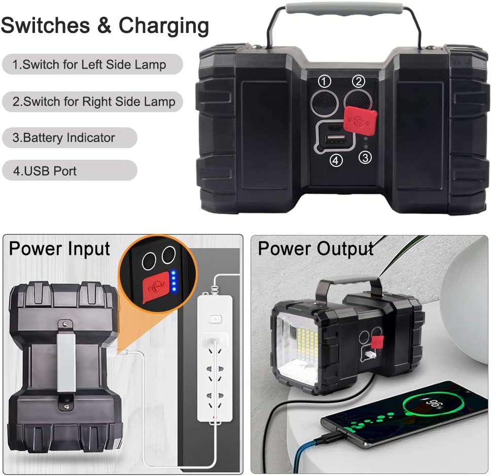 AlpsWolf Rechargeable Flashlight, LED Spotlight Flashlight 10000 Capacity 1200LM 20h Ultra-Long Standby 3+4 Lights Modes Camping Flashlight Waterproof with USB Output as a Power Bank