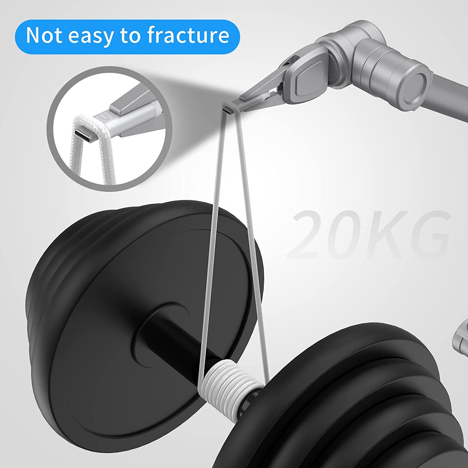 (2 Pack-6.6ft) USB Type C Cable, USB to USB C 3.0 Cable, Fast Charging USB C Charger Cord, for Samsung Galaxy Note 10 9 8, S10, S9, S8, Huawei Honor Sony, LG V20 G5 G6, HTC 10 and More-Silver