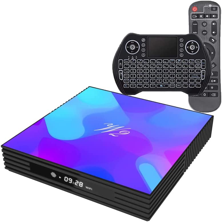 Android 11 TV Box S905W2 USB 2.0 3D 4K UHD 4GB RAM 64GB ROM 2.4G 5G Dual Band WiFi with BT 4.2 WiFi Media Player with Backlit Mini Keyboard Set Top TV Box