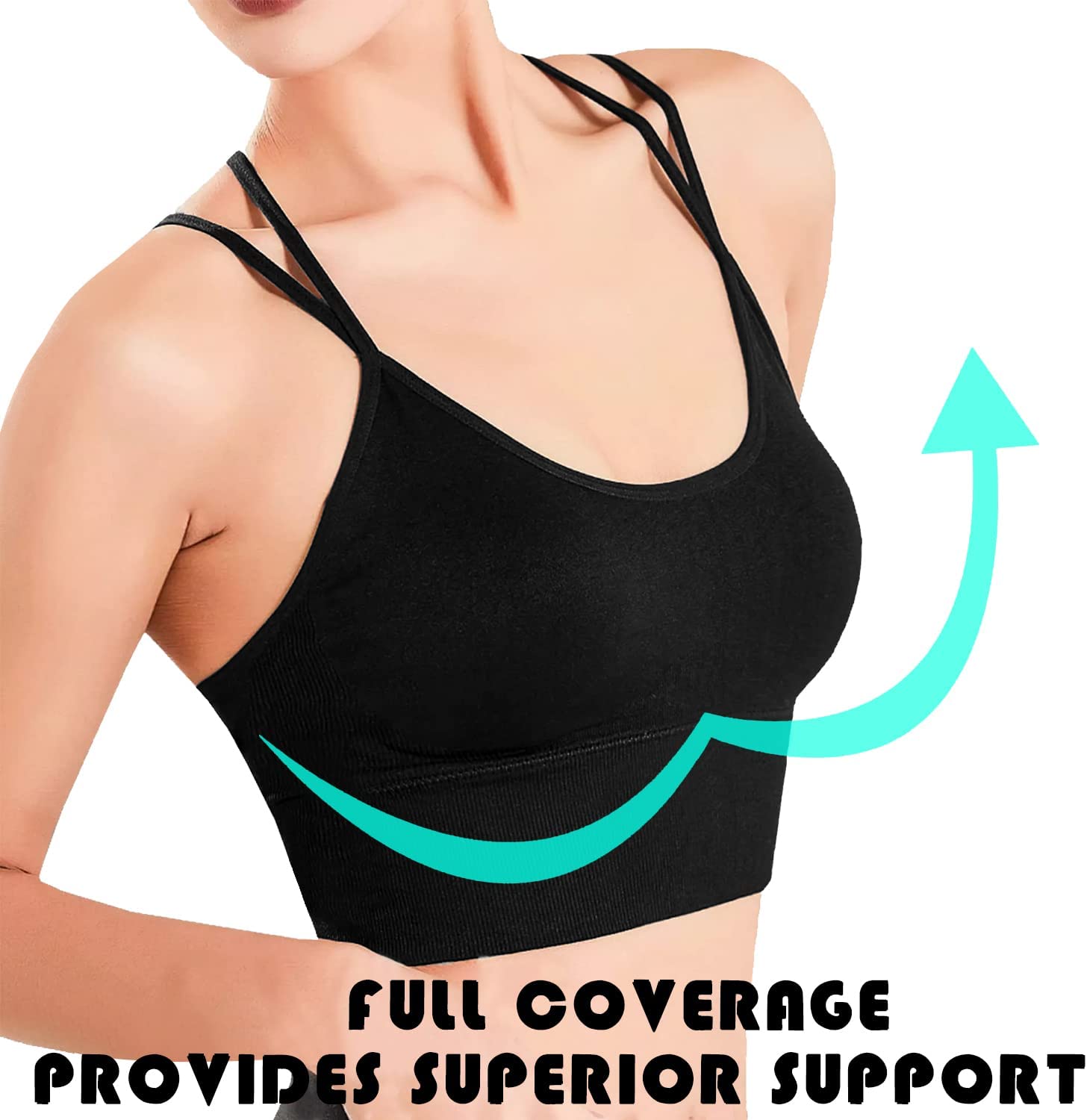 Sports Bras for Women Padded Strappy Criss Cross Cropped Bras for Yoga Workout Fitness Running Gym Low Impact Top