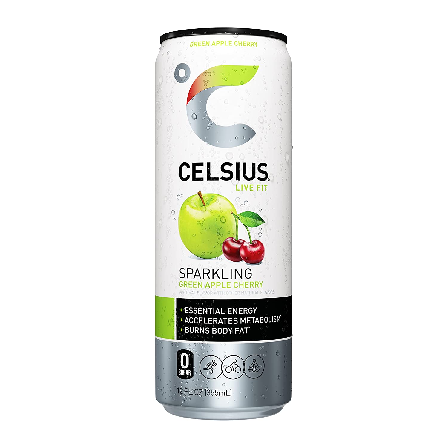 CELSIUS Raspberry Acai Green Tea, Functional Essential Energy Drink 12 Fl Oz (Pack of 12)