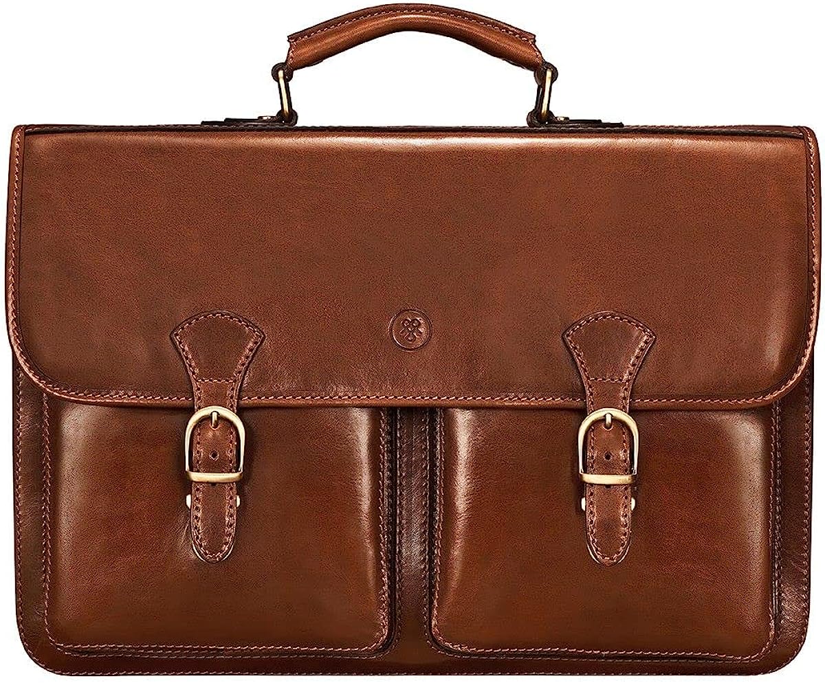 Maxwell Scott | Mens Luxury Leather 17” Laptop Briefcase Satchel | The Loreto Large | Business Travel Bag