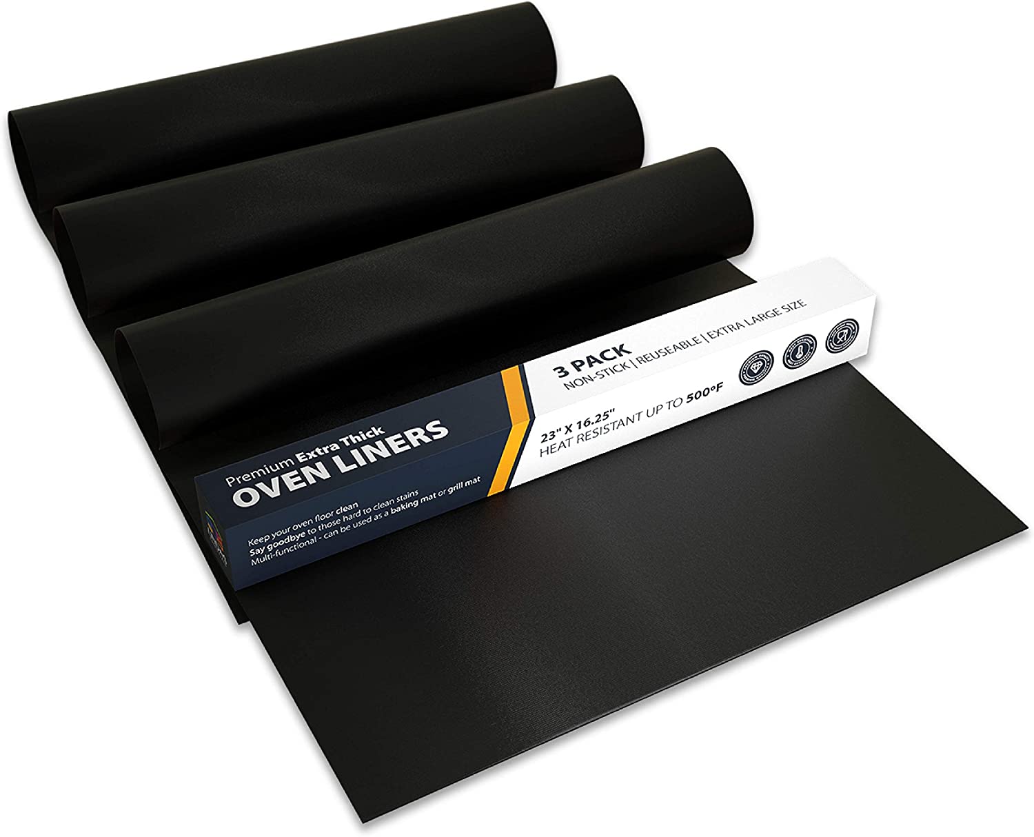 Oven Liners for Bottom of Oven - 3 Pack Large Heavy Duty Mats, 16.25”x23” Non-Stick Reusable Liner for Electric, Gas, Toaster Ovens, Grills - BPA & PFOA Free Kitchen Accessory to Keep Your Oven Clean