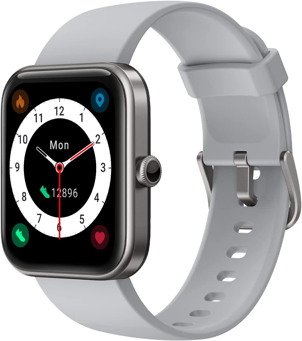 Smart Watch Compatible with iPhone Android Phones 2022, 1.7 inch Watches for Men Women IP68 Waterproof Fitness Tracker with Blood Oxygen/Heart Rate Monitor Sleep Steps Tracker DIY Watch Faces Black