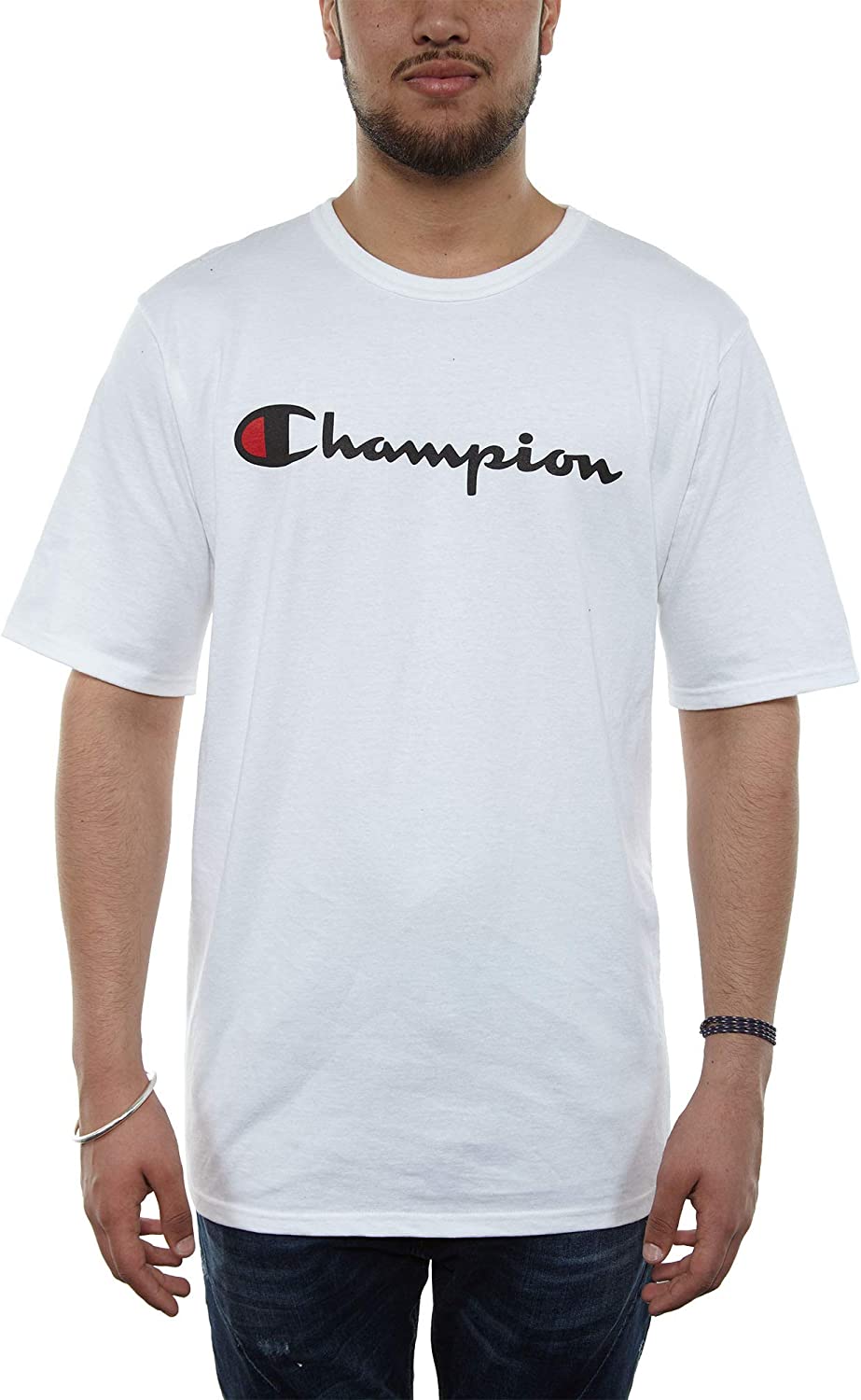 Champion Men's Heritage Cotton Tee, Crewneck Tee, Heavyweight Classic Cotton T-Shirt, Script