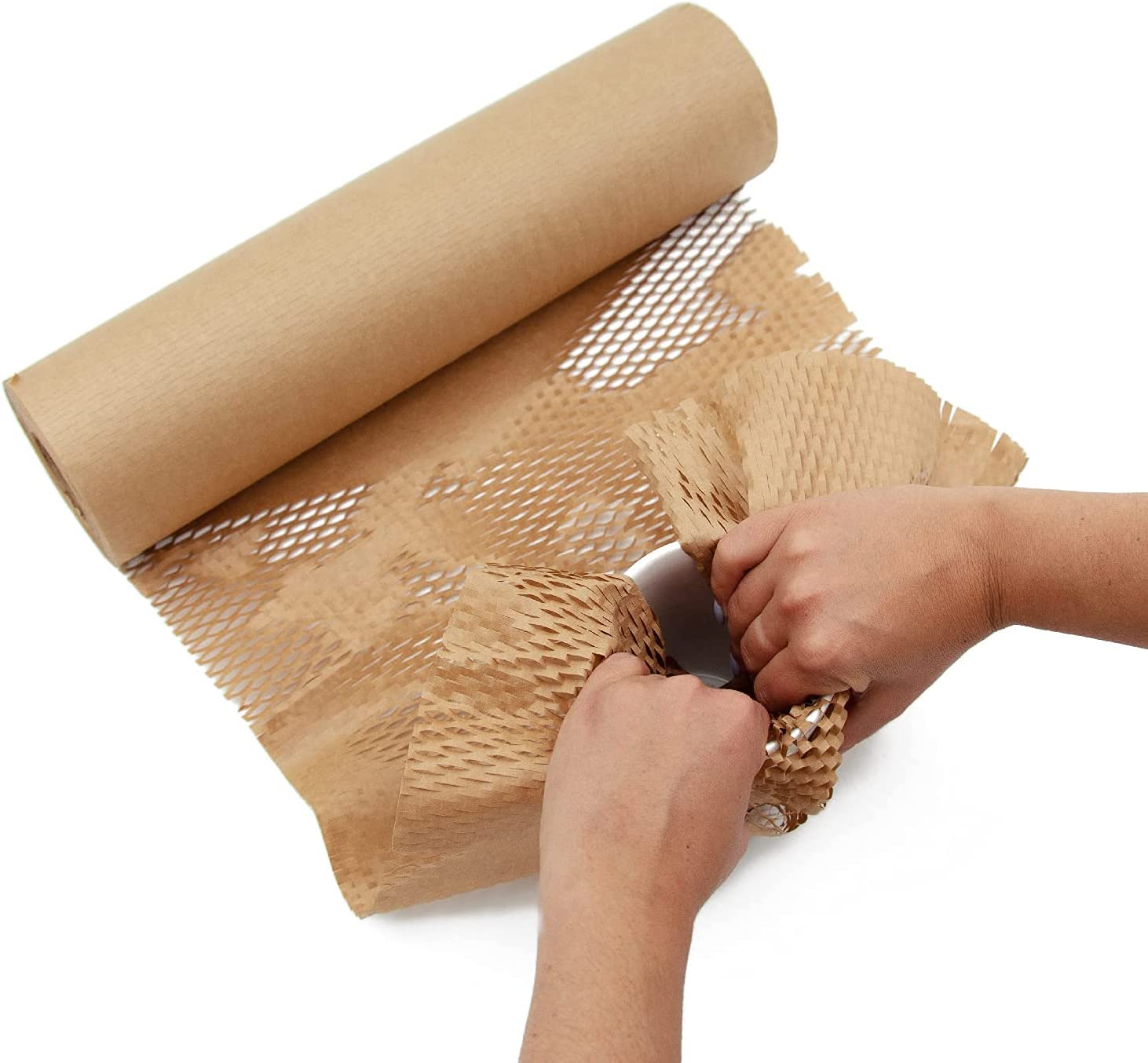 ecoducer 15”x164’ Honeycomb Packing Paper for Moving Supplies or Shipping plus 48 Fragile Stickers & 100 ft Jute Twine. Eco Friendly Products Alternative to Bubble Moving Wrap for Packing. Kraft Paper