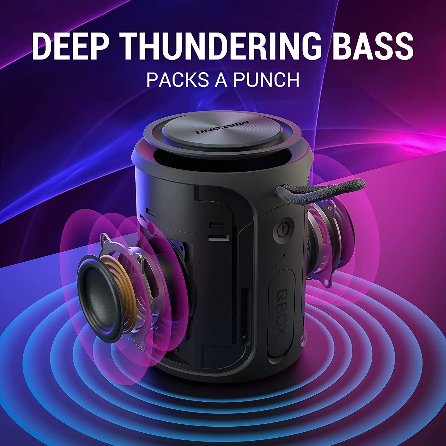 MIATONE Portable Bluetooth Speaker, Wireless IP67 Waterproof Speaker with Subwoofer, 16W Louder Volume, Longer Playtime, Bluetooth 5.0, Dual Pairing, Portable Speaker for Party Beach Camping, Black