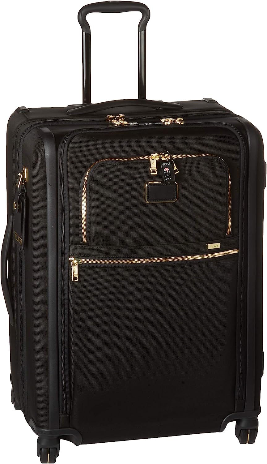 TUMI - Alpha 3 Short Trip Expandable 4 Wheeled Packing Case Suitcase - Rolling Luggage for Men and Women - Black/Gold