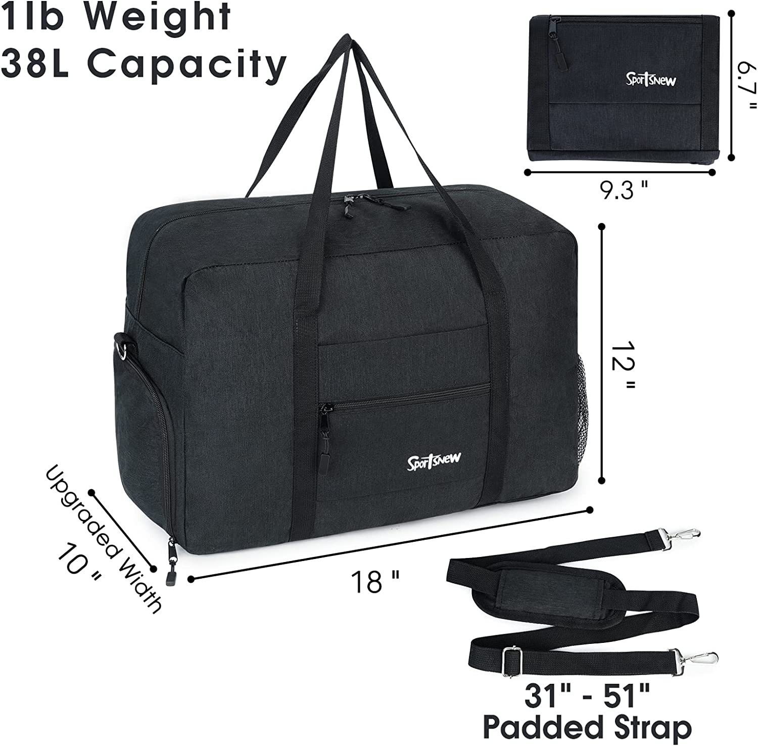 Sports Gym Bag with Wet Pocket &amp; Shoes Compartment， Travel Duffel Bag for Men and Women Lightweight