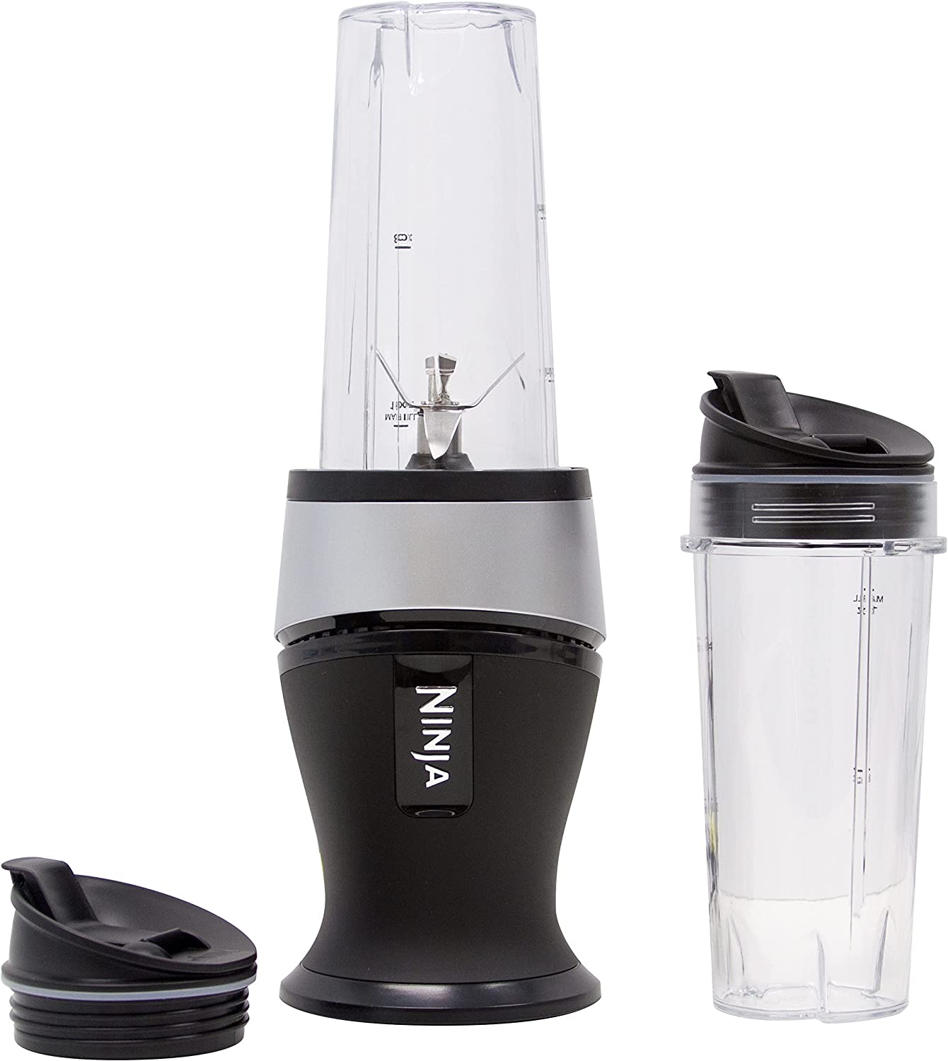 Ninja QB3001SS Ninja Fit Compact Personal Blender, for Shakes, Smoothies, Food Prep, and Frozen Blending, 700-Watt Base and (2) 16-oz. Cups & Spout Lids, Black