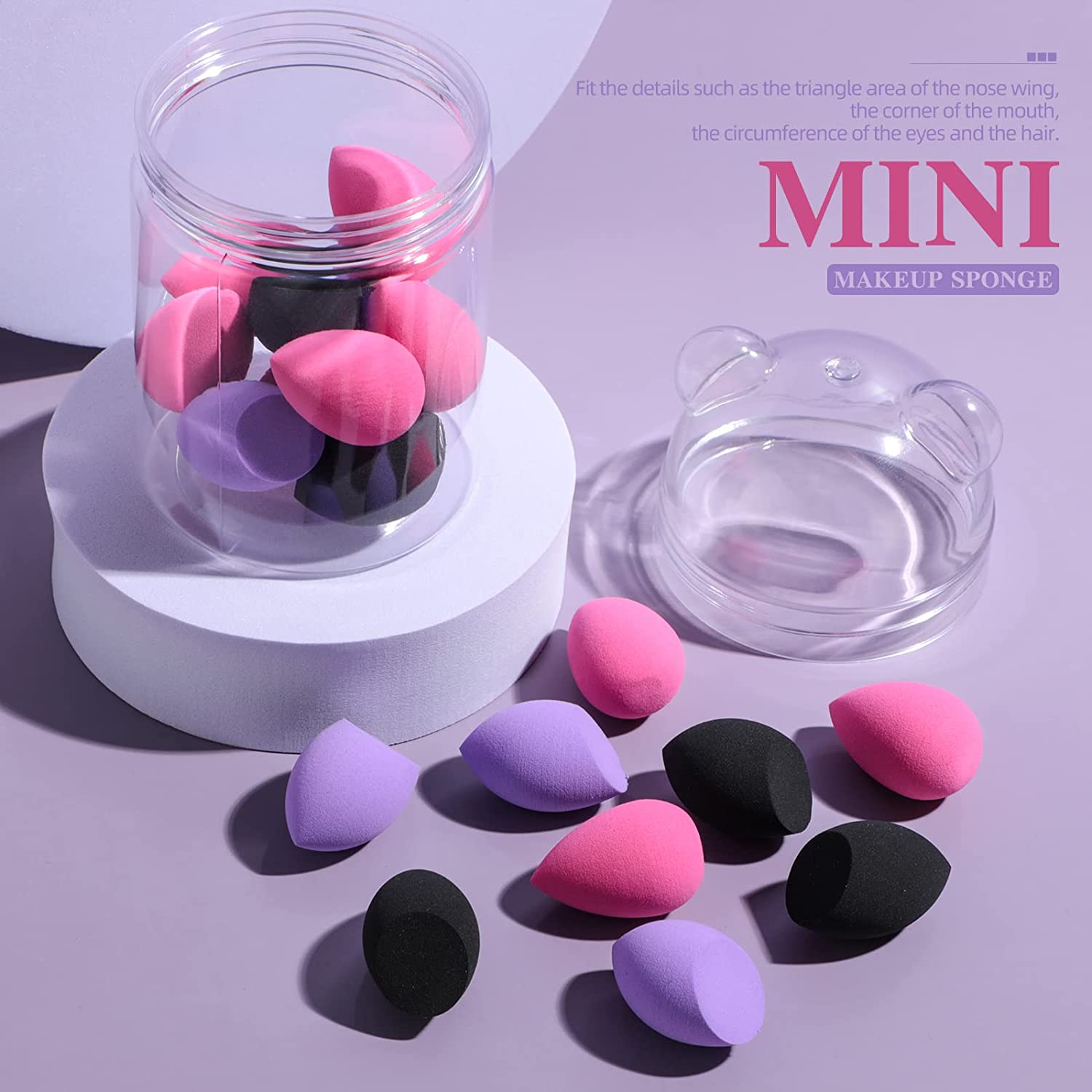 Makeup Sponge Set BS-MALL 20 Pcs Mini Blender Sponges for Liquid, Cream, and Powder (APink)