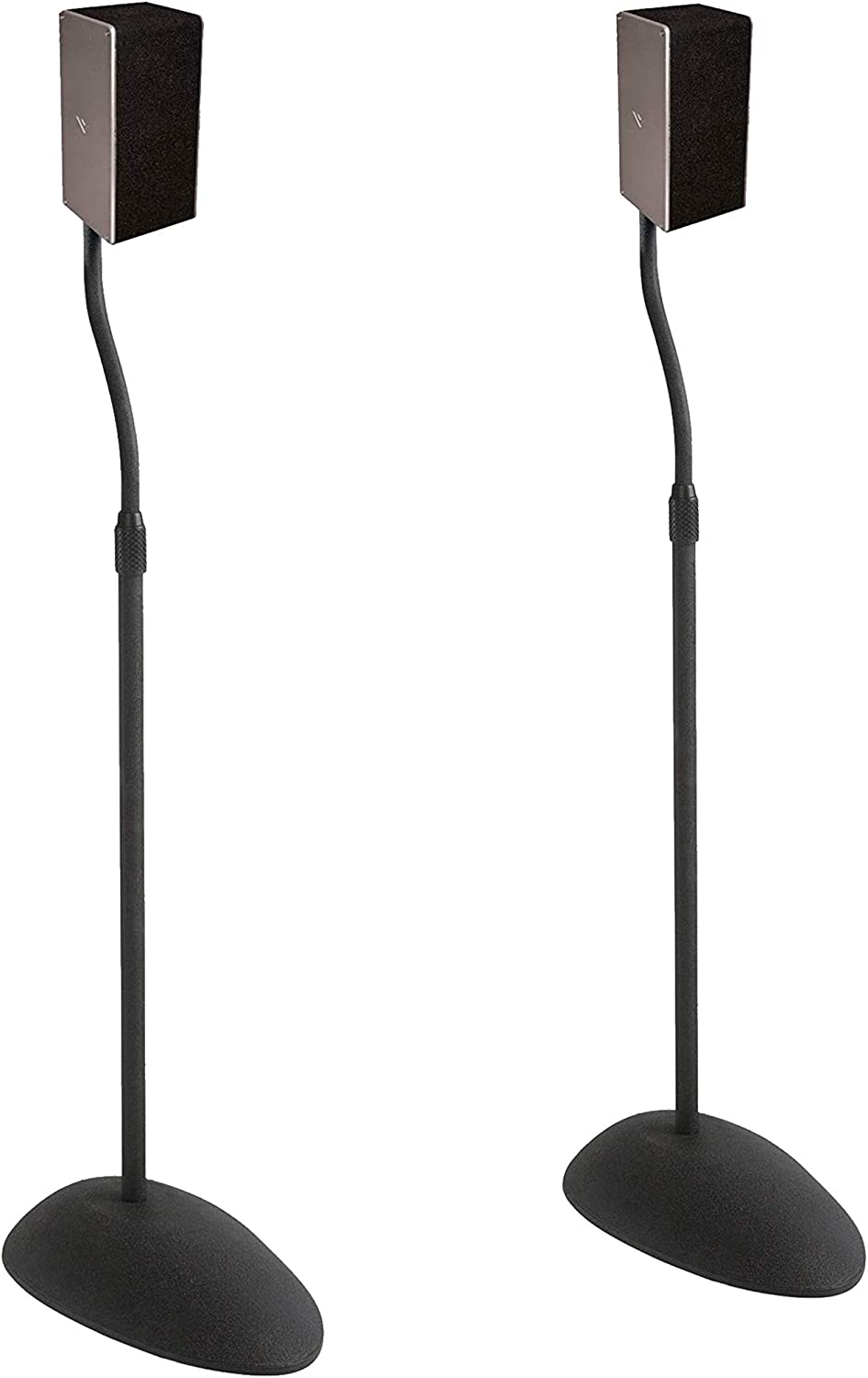 ECHOGEAR Speaker Stands Pair - Height Adjustable with Universal Compatibility - Works with Vizio， Klipsch， Bose， Sony &amp; More - Includes Built-in Cable Management - Great for Surround Sound Setups