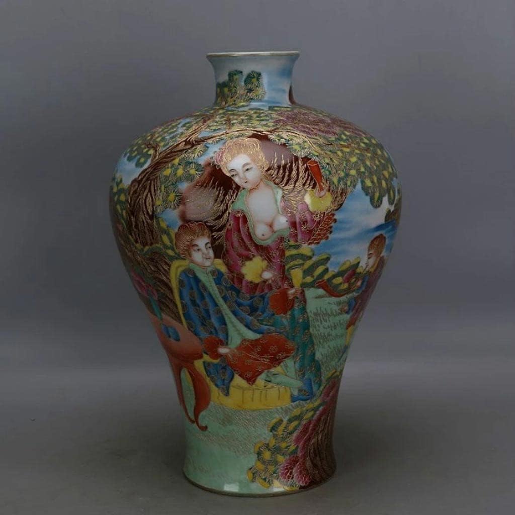 MJWDP Chinese Style Antique Jingdehzhen Handmade Spun Gold Enamel Porcelain Vase for Art Decoration