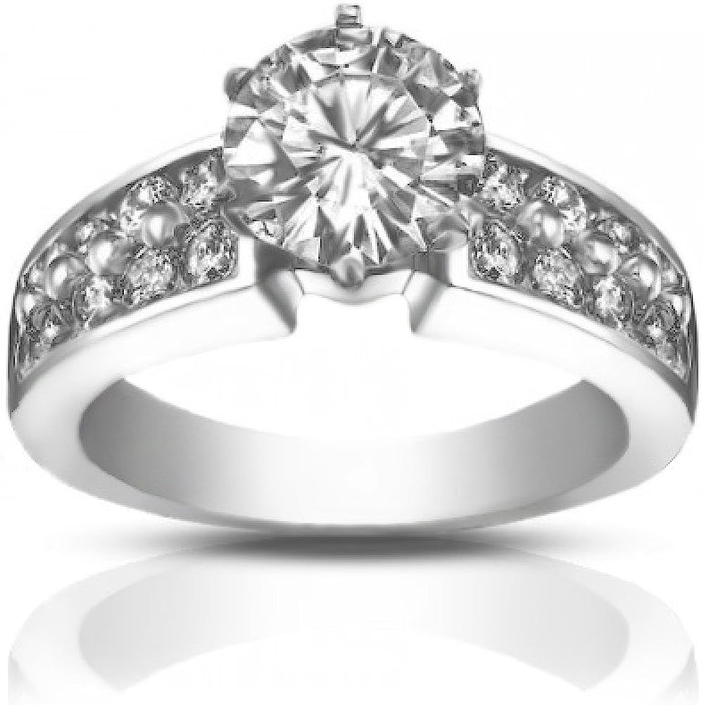 Madina Jewelry 2.00 ct Ladies Two Row Round Cut Diamond Engagement Ring in 14 kt White Gold