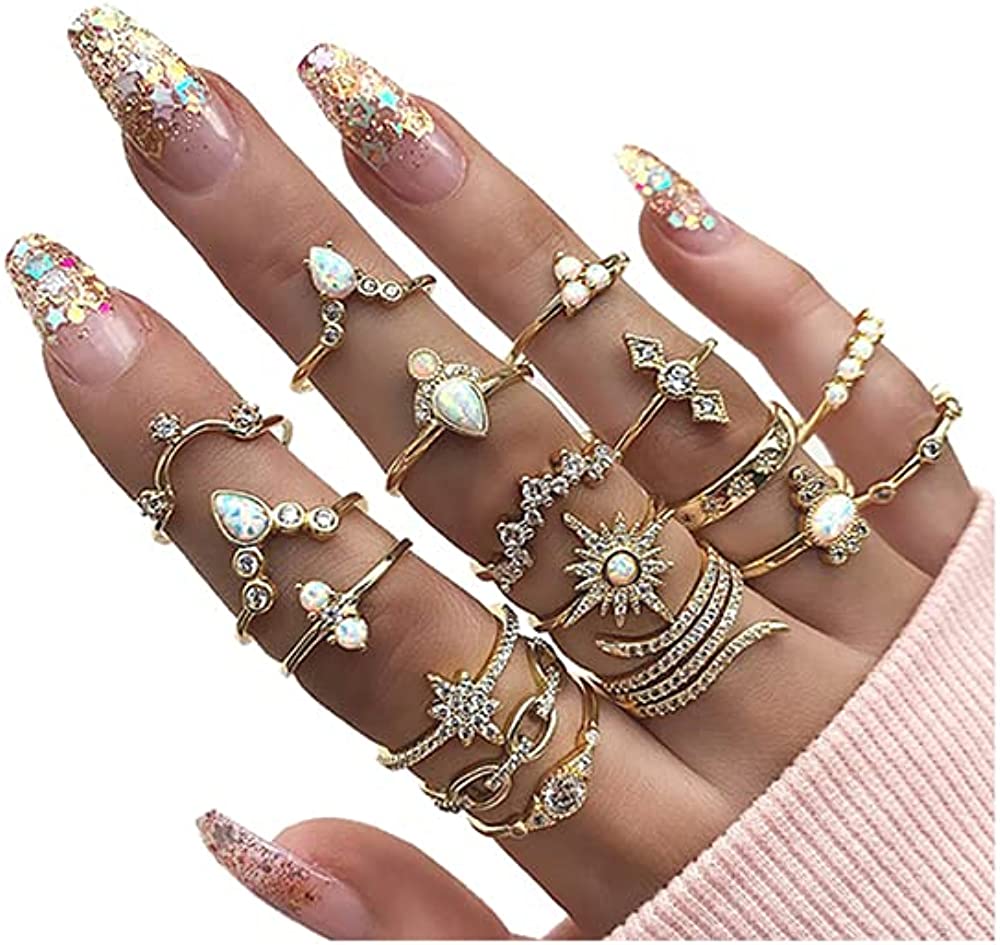 YOOESTORES82 Gold Boho Ring Sets Stackable Knuckle Ring Vintage Snake Finger Rings Set Stacking Joint Midi Trendy Rings Sets for Women Girls