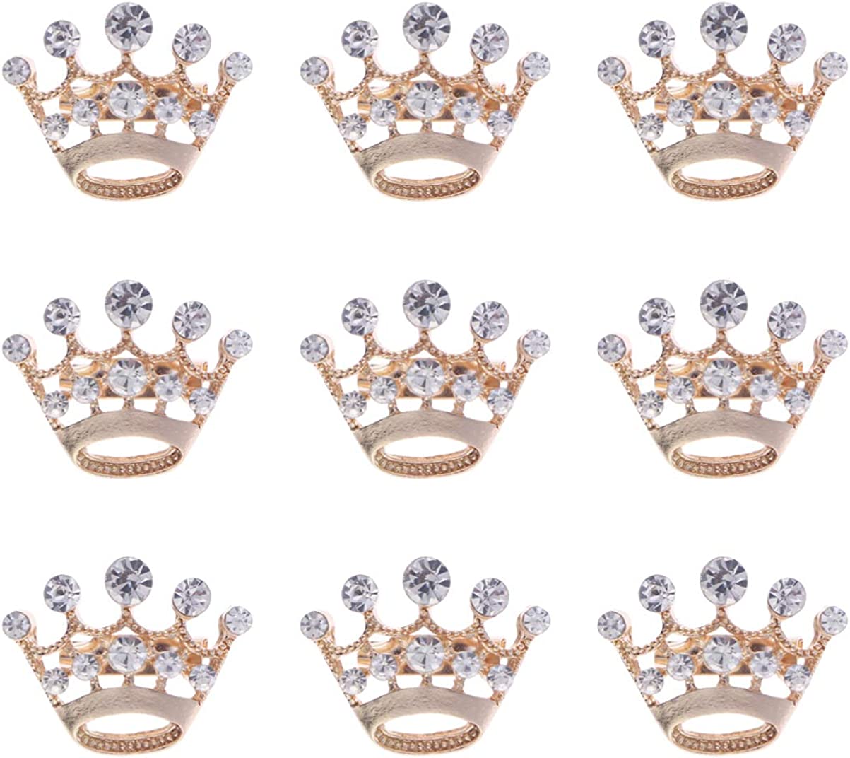 ULTNICE 12pcs Tiara Crown Brooch Pin Wedding Party Pageant Brooch (Gold)