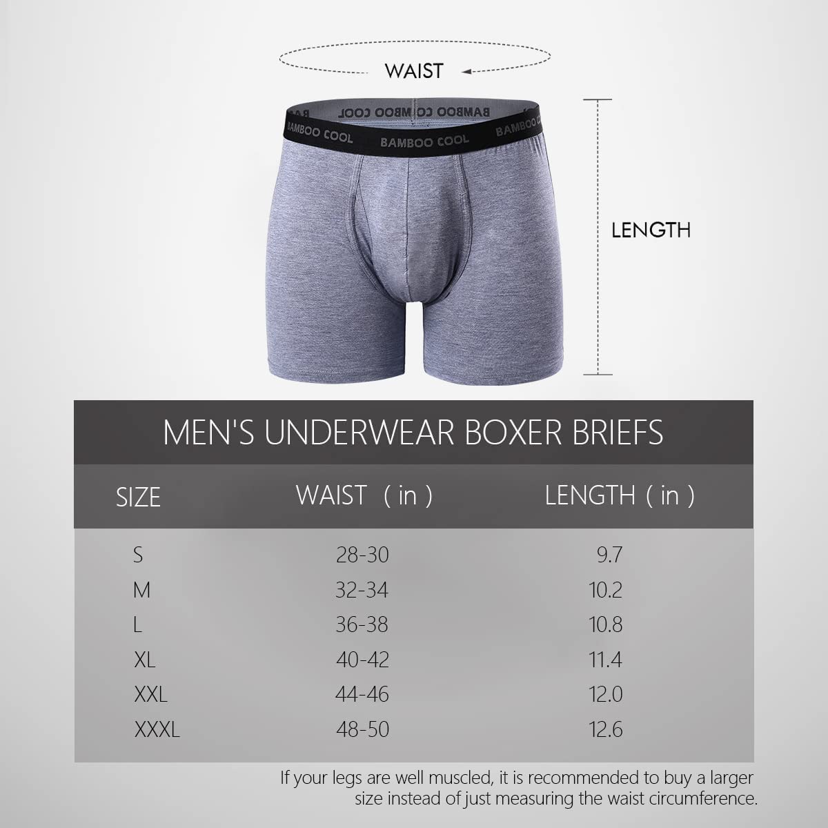 BAMBOO COOL Men’s Underwear boxer briefs Soft Comfortable Bamboo Viscose Underwear Trunks (4 Pack)