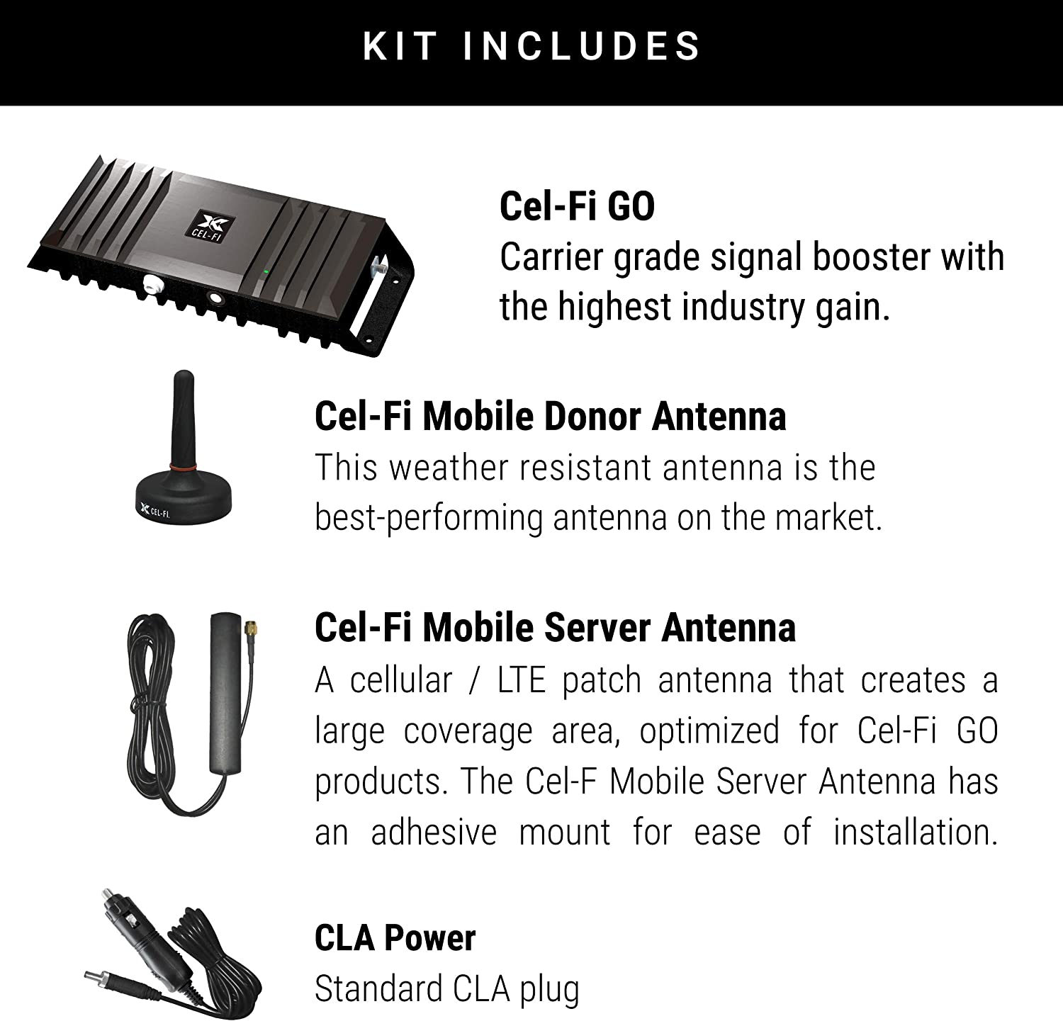 Cel-Fi GO Vehicle | Mobile Cellular Signal Booster for Vehicles, Fleets and SUVs | Approved for use on All Major US Carriers